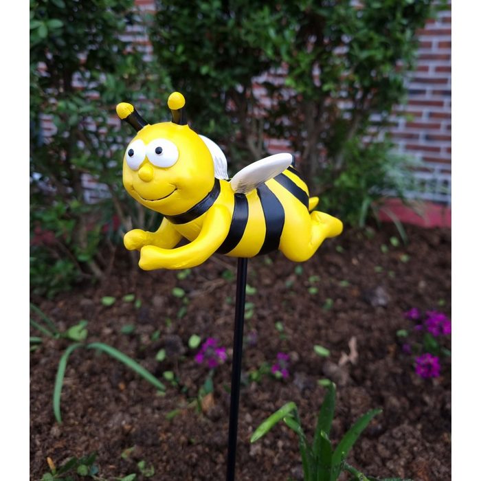 Fachhandel Plus Gartenfigur Biene auf Stab fliegend lustige Deko (1 St) handbemalt