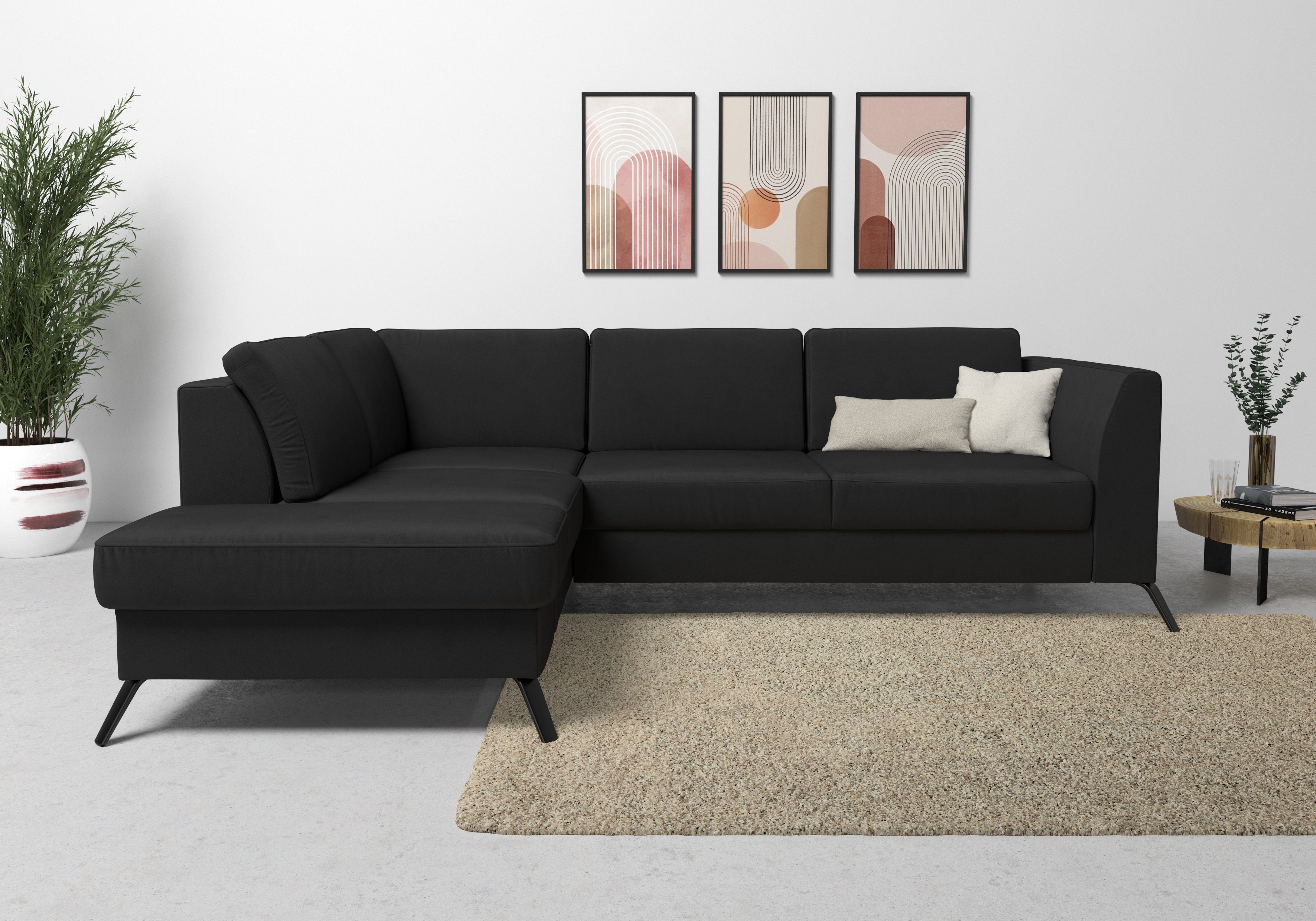 sit&more Ecksofa Olsen L-Form, inklusive Sitztiefenverstellung, wahlweise mit Bettfunktion, 15cm hoch