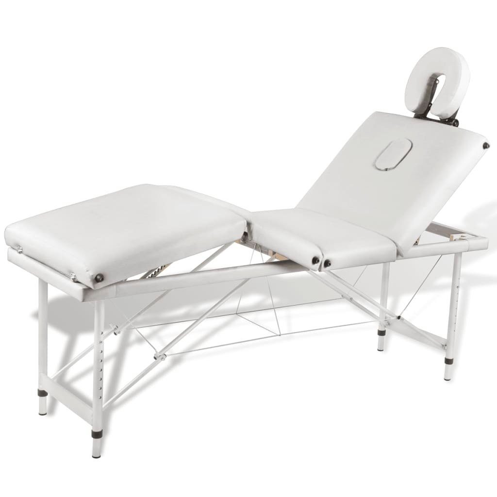 vidaXL Massageliege Massagetisch mit Aluminiumrahmen, faltbar 4 Zonen Creme-Weiß Cremeweiß