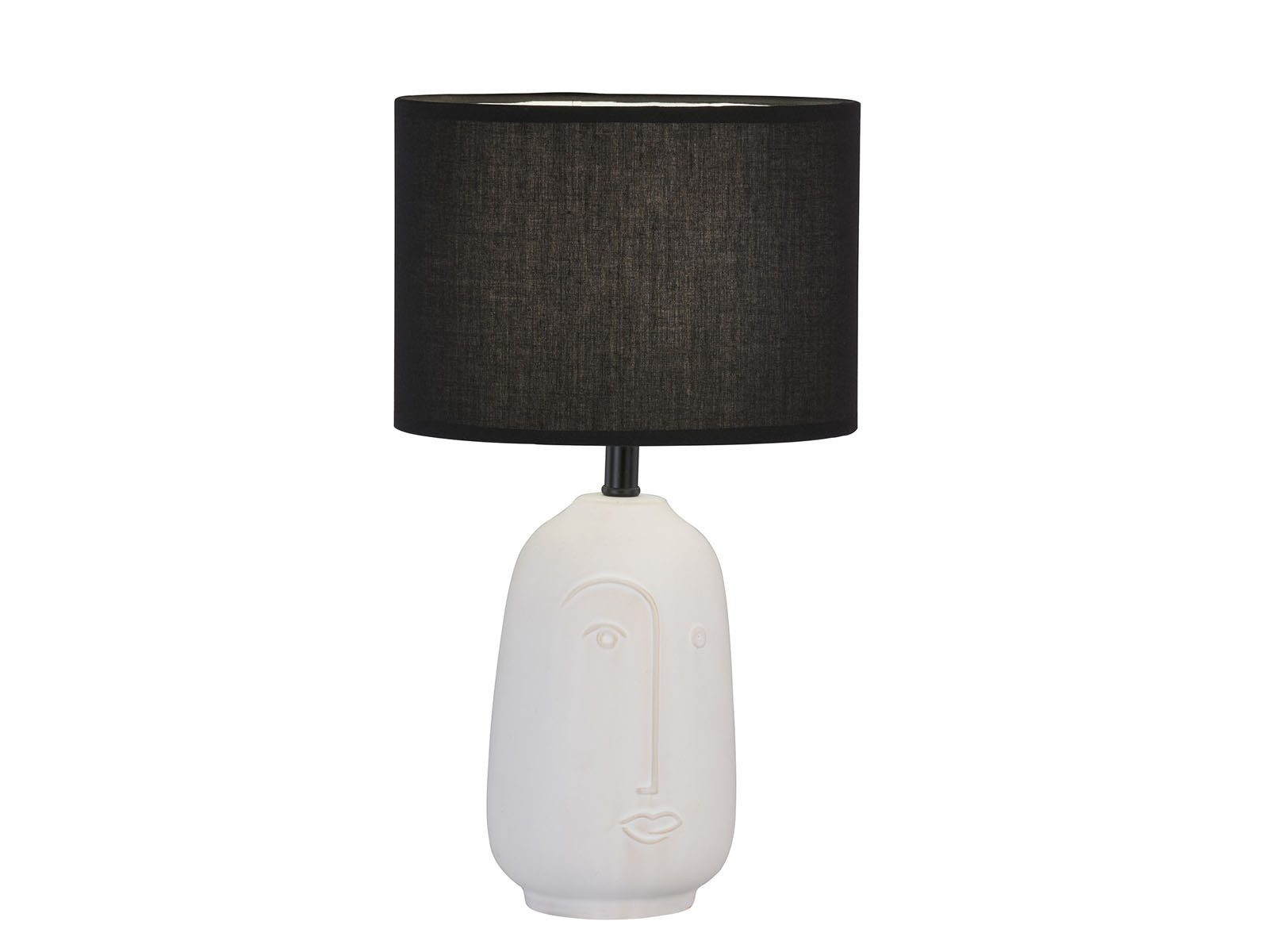 FISCHER & HONSEL LED Nachttischlampe, Dimmfunktion, LED wechselbar, Warmweiß, Designer Lampenfuß Keramik ausgefallen, Leinen Lampenschirm, 39cm groß