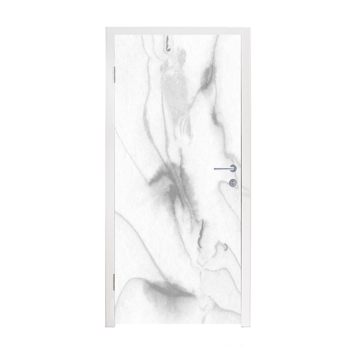 MuchoWow Türtapete Marmor - Grau - Weiß - Abstrakt - Marmoroptik, Matt, bedruckt, (1 St), Fototapete für Tür, Türaufkleber, 75x205 cm | Türtapeten