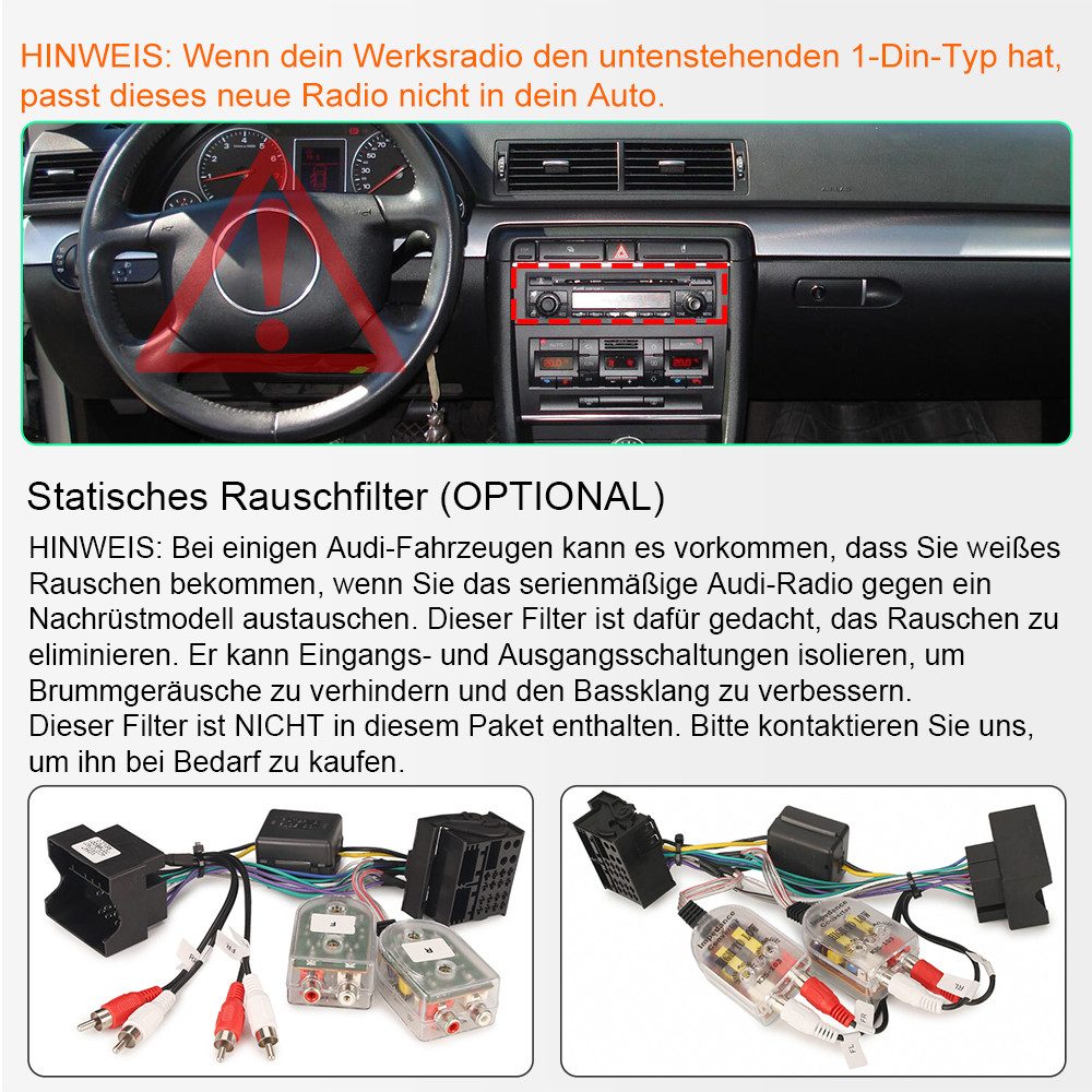 A-Sure Autoradio Android 15 Carplay Für Audi A4 S4 RS4 B6 B7 SEAT EXEO Autoradio (DSP, RDS, 4 Core, Digitalradio (DAB), 8 Core, 1280*720)