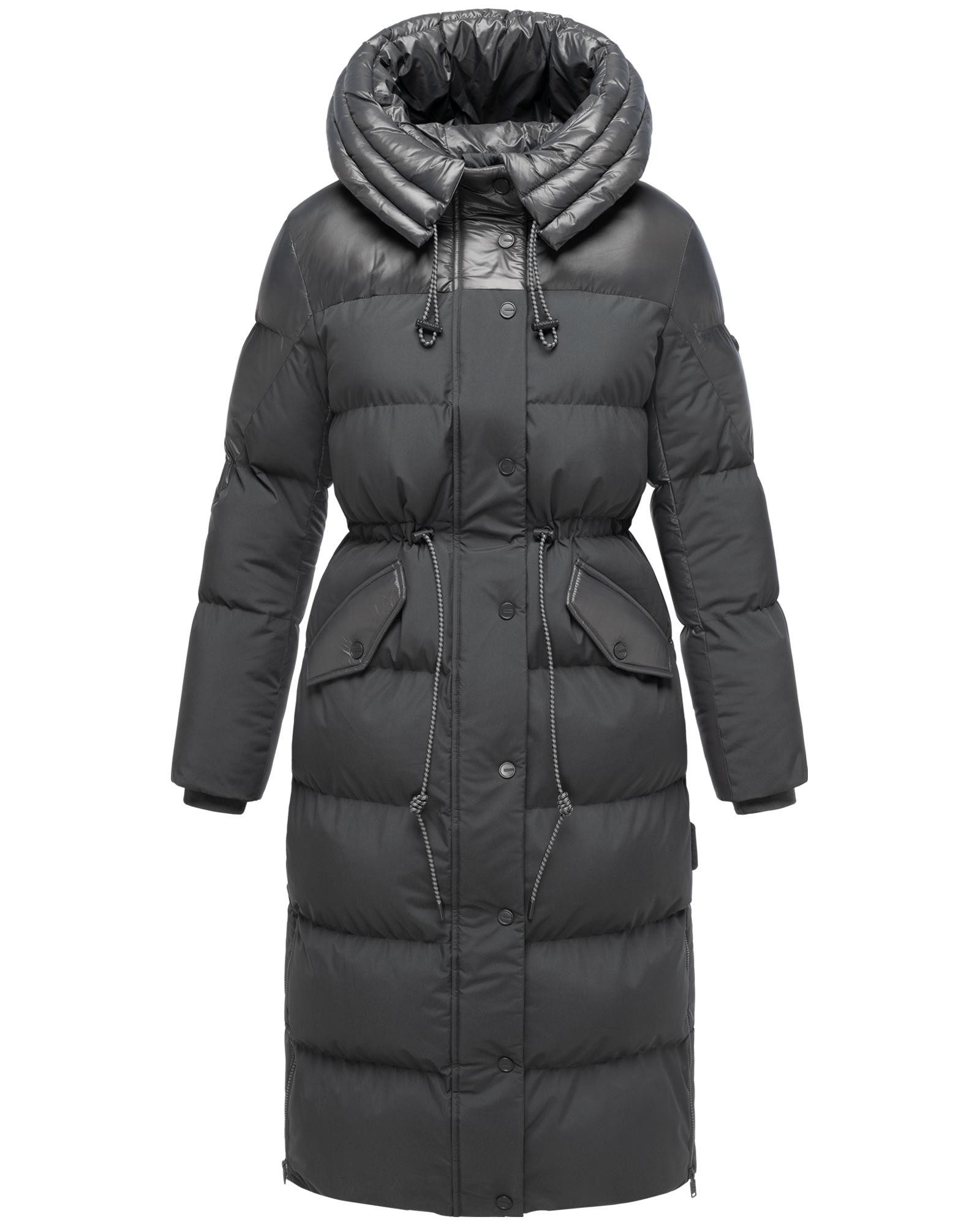 Navahoo Steppmantel Knusperherz 14 Langer gesteppter Damen Wintermantel mit Materialmix