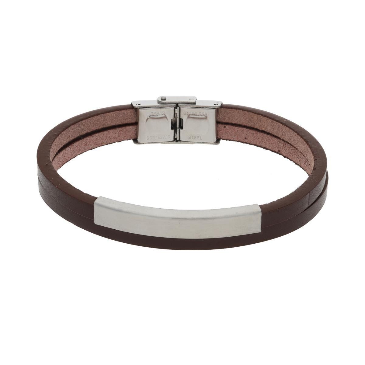 Lederarmband JuwelmaLux Herren Armband Leder Edelstahl JL45-03-0006