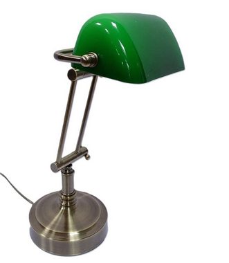 Linoows Tischleuchte Bankerlampe Bürolampe Art Deco Schreibtisch Lampe, ohne Leuchtmittel, je nach Leuchtmittel, Altmessing Tisch Lampe