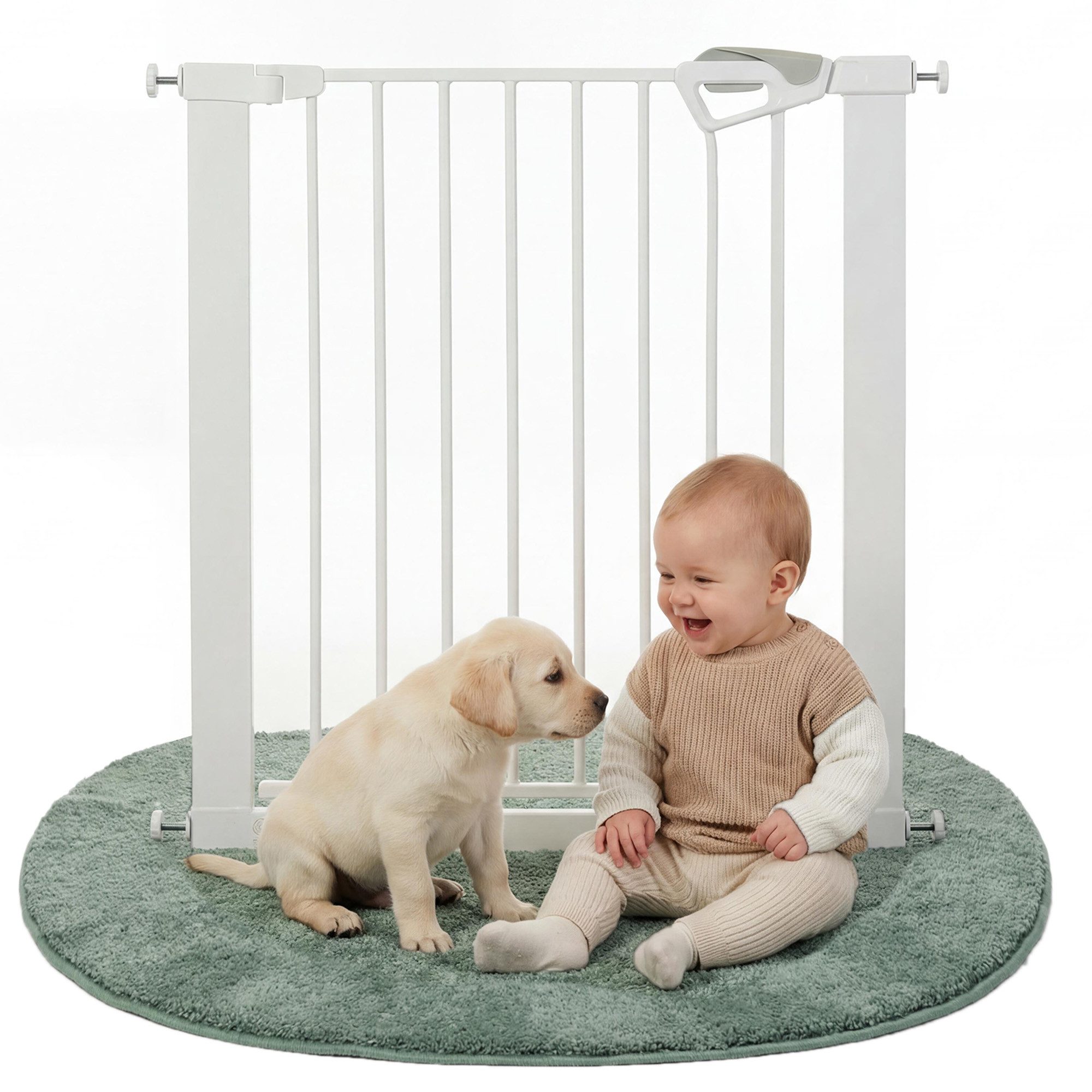 roba® Türschutzgitter easySafe+ Tür- & Treppenschutzgitter Metall - Verstellbreite 75-82 cm, TÜV-geprüft - Ampelverschluss 90°-Stopp - Bohrfrei - Von 0-24 Monaten