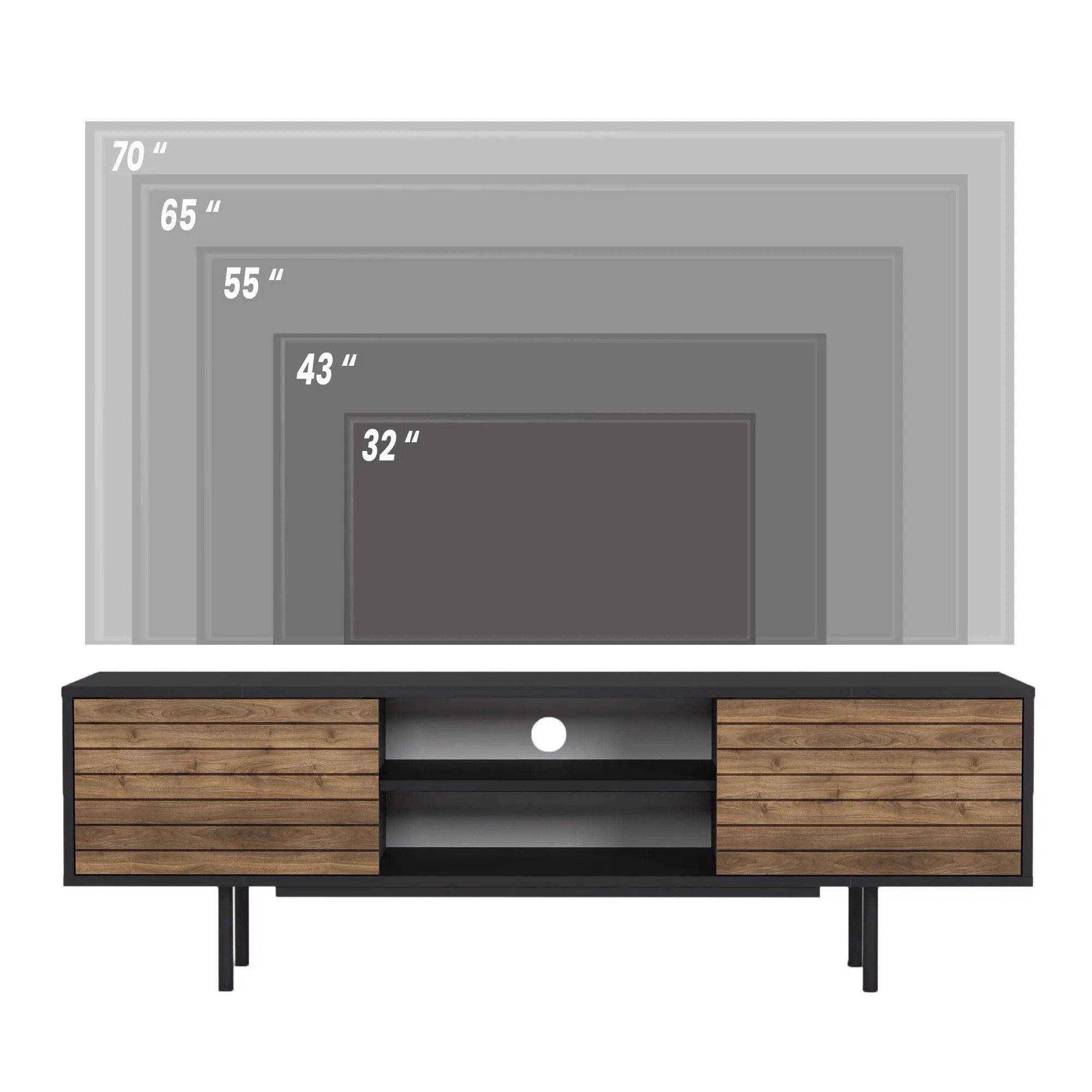Minimadecor TV-Schrank Colosseo x oder 51cm Schwarz Weiß & -160cm x Nussbaum 35cm TV-Schränke schwarz/braun