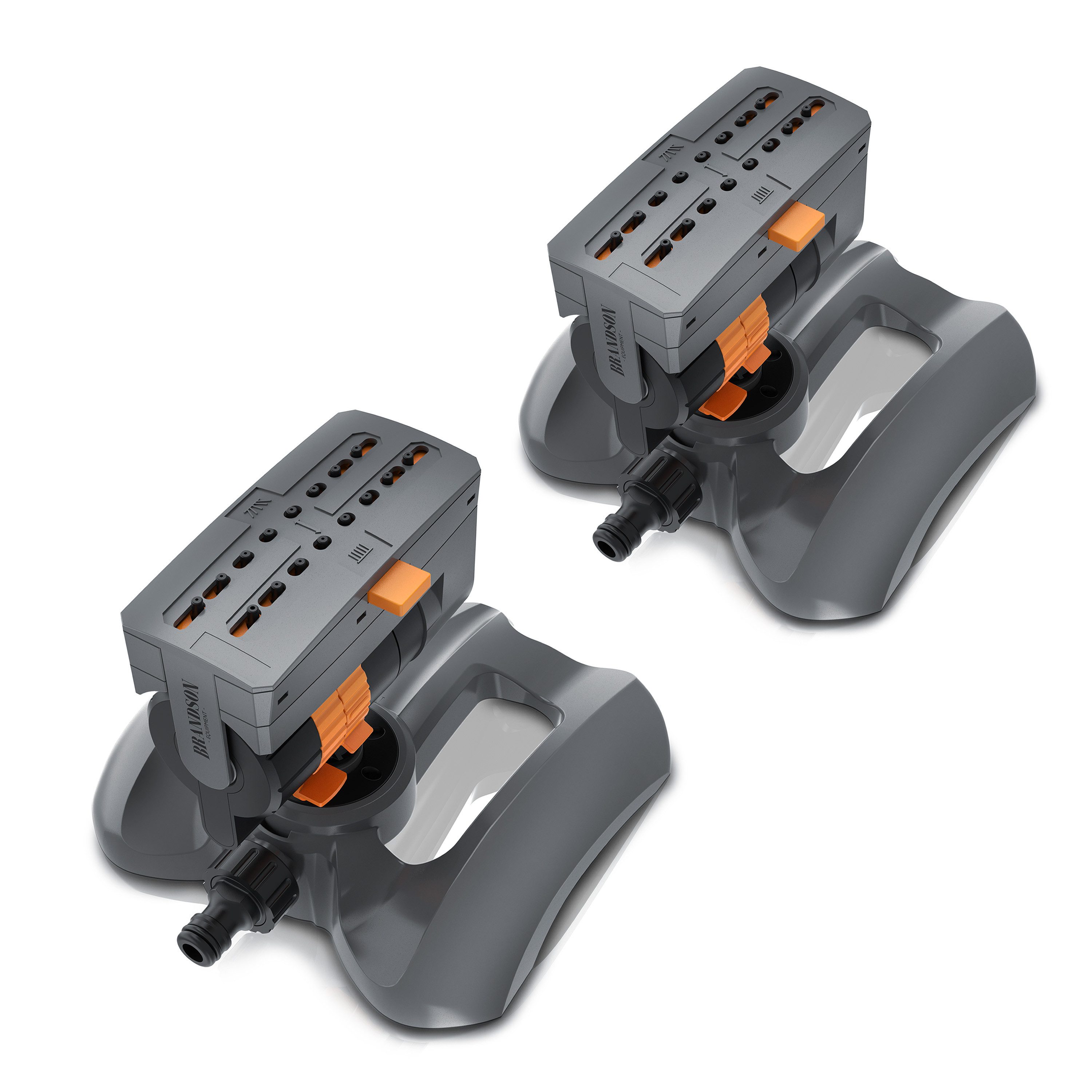Brandson Viereckregner Garten Sprinkler, Rasensprenger rotierend, Oszillationsregner 16 Düsen, für Flächen bis 180 m², (Spar-Set, 2-St., 2er Set), Wasserstrahl stufenlos einstellbar, Oszillation 30–150°, max. 180 m²
