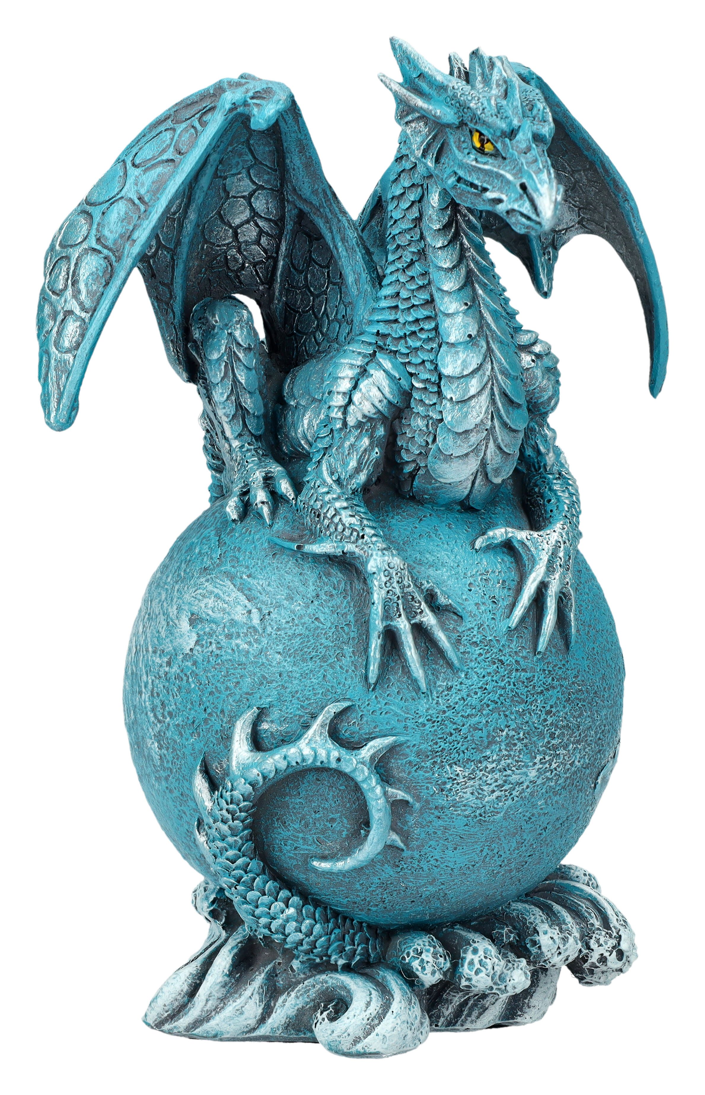 Figuren Shop GmbH Dekofigur Drachen Figur - Planet Uranus - Drachenfigur Fantasy Dekoration Planet