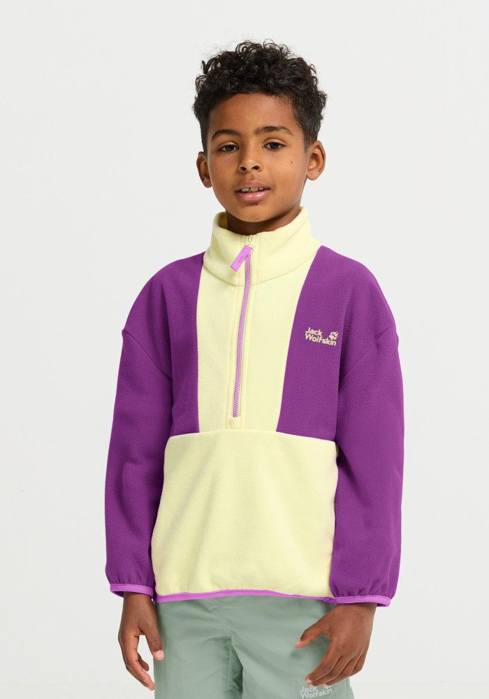 Jack Wolfskin Strickfleece-Pullover COLORBLOCK TAUNUS HZ K mit halbem Frontzipper, wasserabweisend, windabweisend, atmungsaktiv