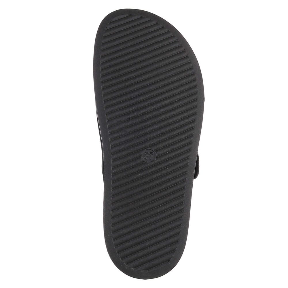Ital-Design Damen Freizeitsandale mit Schnallen und Fußbett Pantolette (91971008) Flach Pantoletten in Schwarz