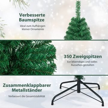 COSTWAY Künstlicher Weihnachtsbaum, 150cm, mit 350 PVC Zweige, Metallständer