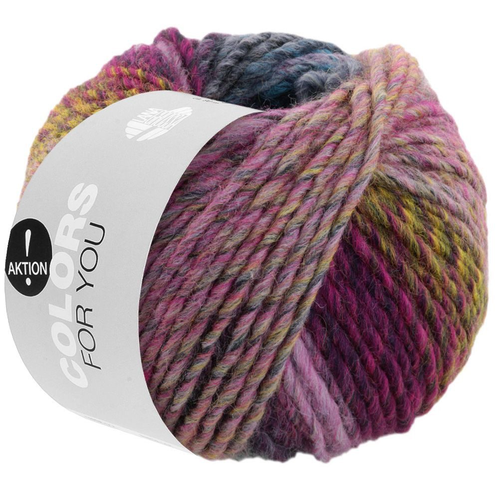 LANA GROSSA COLORS FOR YOU Häkelwolle, 90 m (voluminöses Dochtgarn mit Farbverlauf), 50 g
