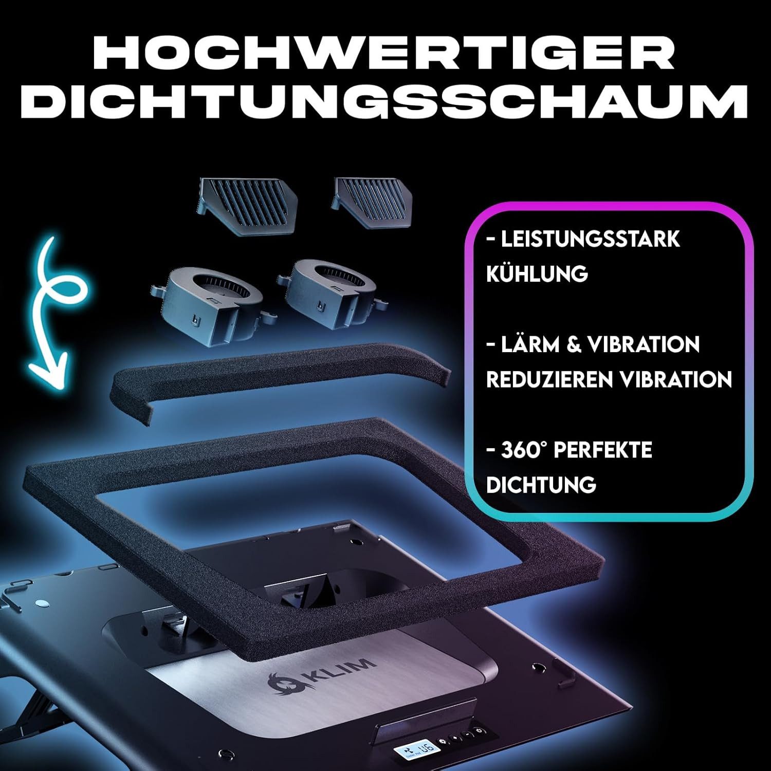 KLIM Notebook-Kühler Mistral, Leistungsstarker Turbo, (4500 U/min), 15 - 17 Zoll Laptop