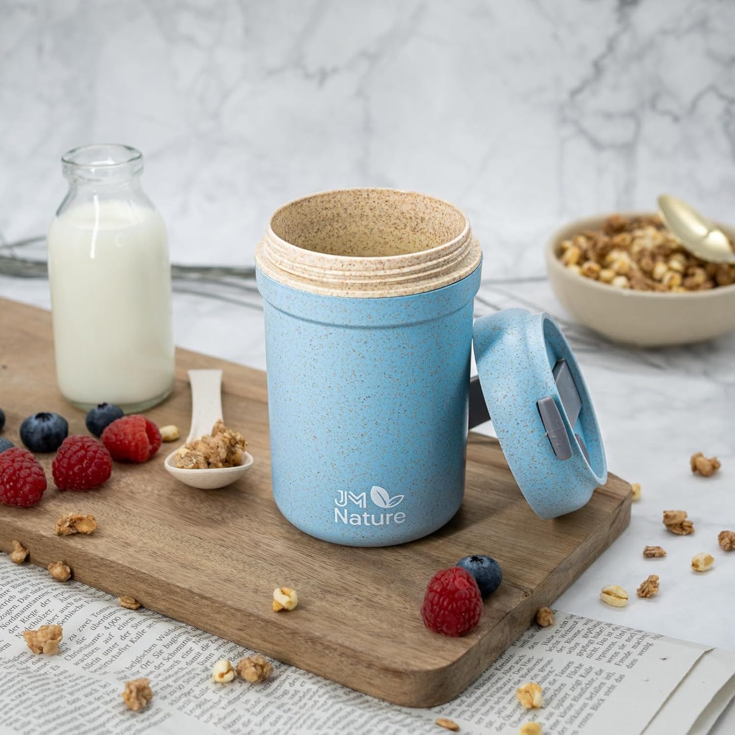 JM Nature Müslibox JM Nature To Go Müslibecher 2x Praktische Joghurtbecher Deckel Löffel – Bild 3 von 5