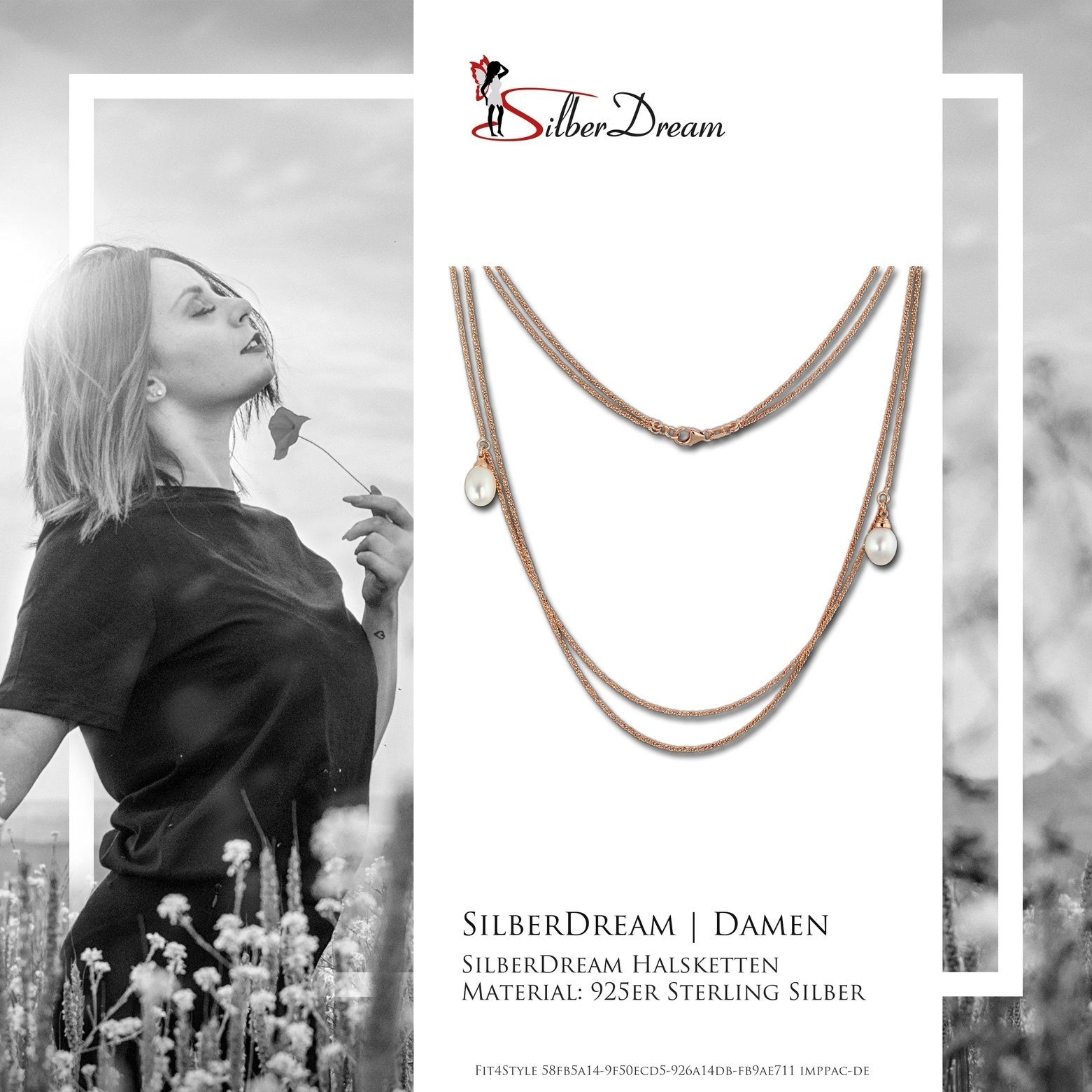 SilberDream silber 925 333), Collier Collier rose Sterling ca. Farb 90cm, Schmuck, vergoldet Silber, SilberDream (Roségold Colliers