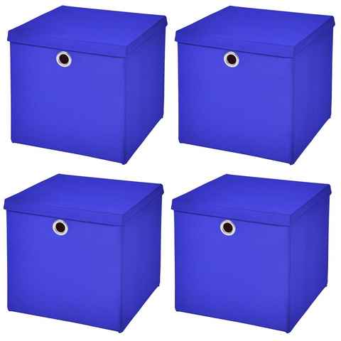 StickandShine Faltbox 4 Stück Faltboxen 28 x 28 x 28 cm faltbar mit Deckel Aufbewahrungsbox in verschiedenen Farben (4er SET 28x28x28) 28cm