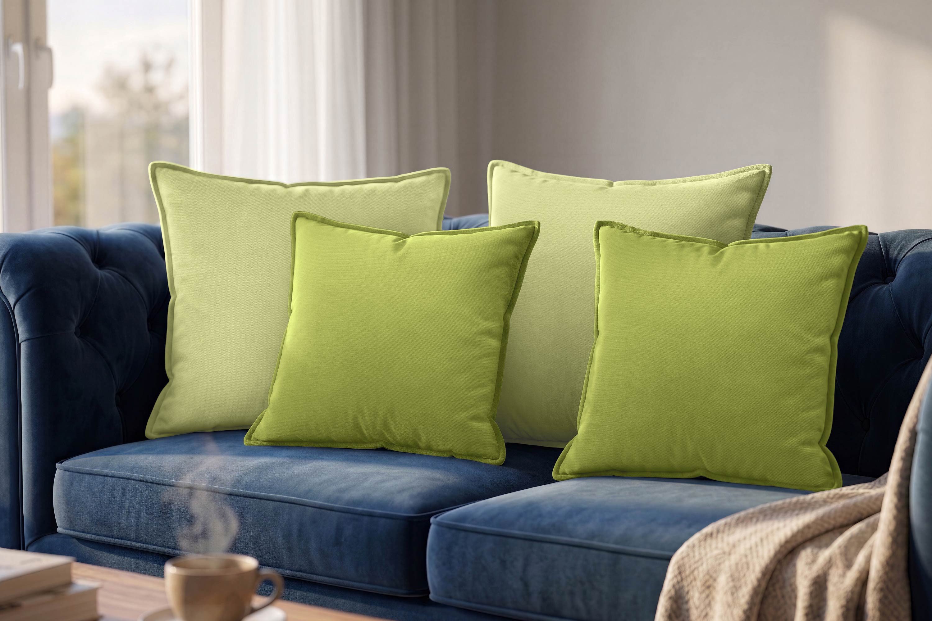 Amilian Dekokissen 4er Set Zierkissen Sofakissen Couchkissen mit Reißverschluss, inklusive Füllung für Sofa, Couch und Bett