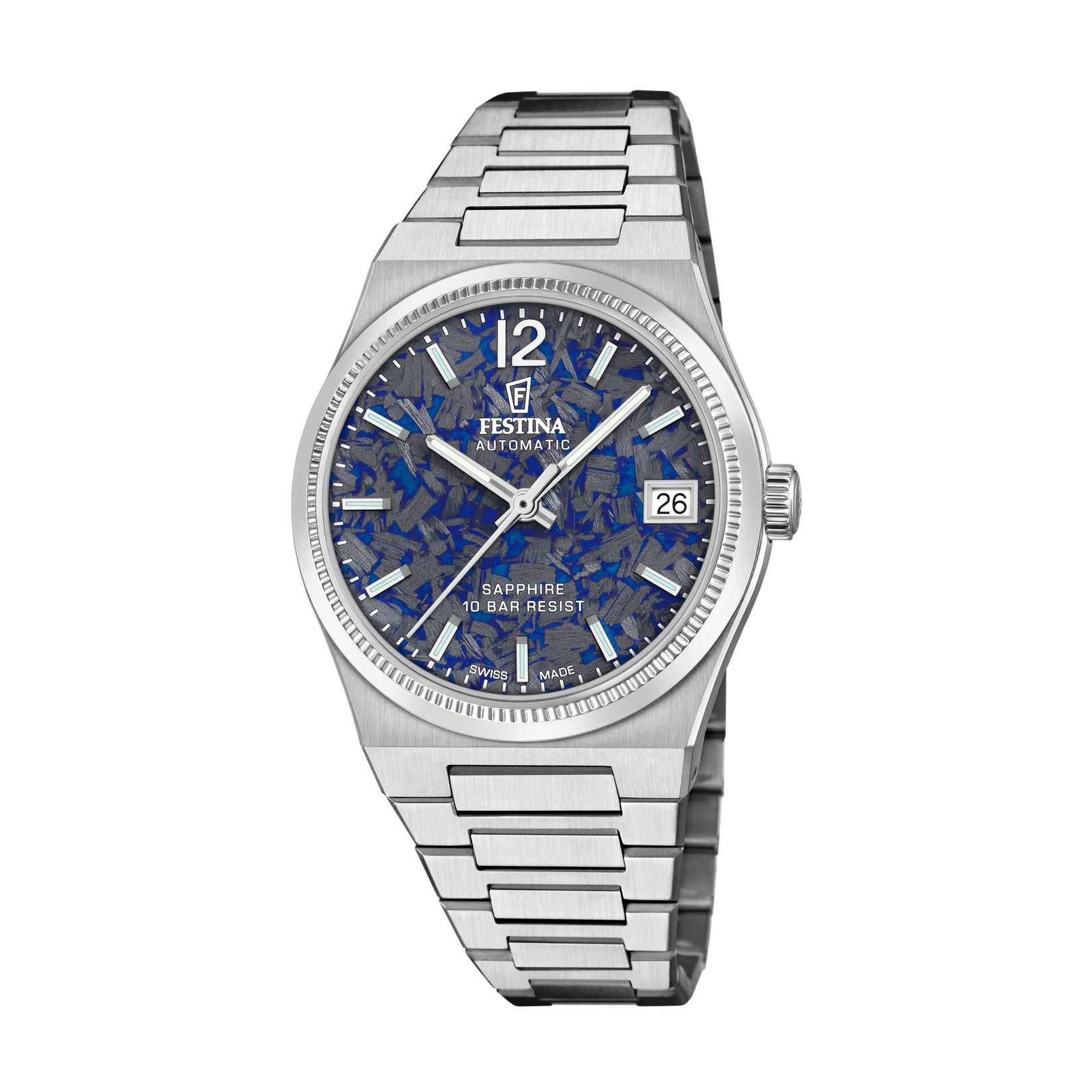 Festina Automatikuhr Automatic F20029_A, Armbanduhr, Damenuhr, Swiss Made, Mechanische Uhr, Edelstahlarmband
