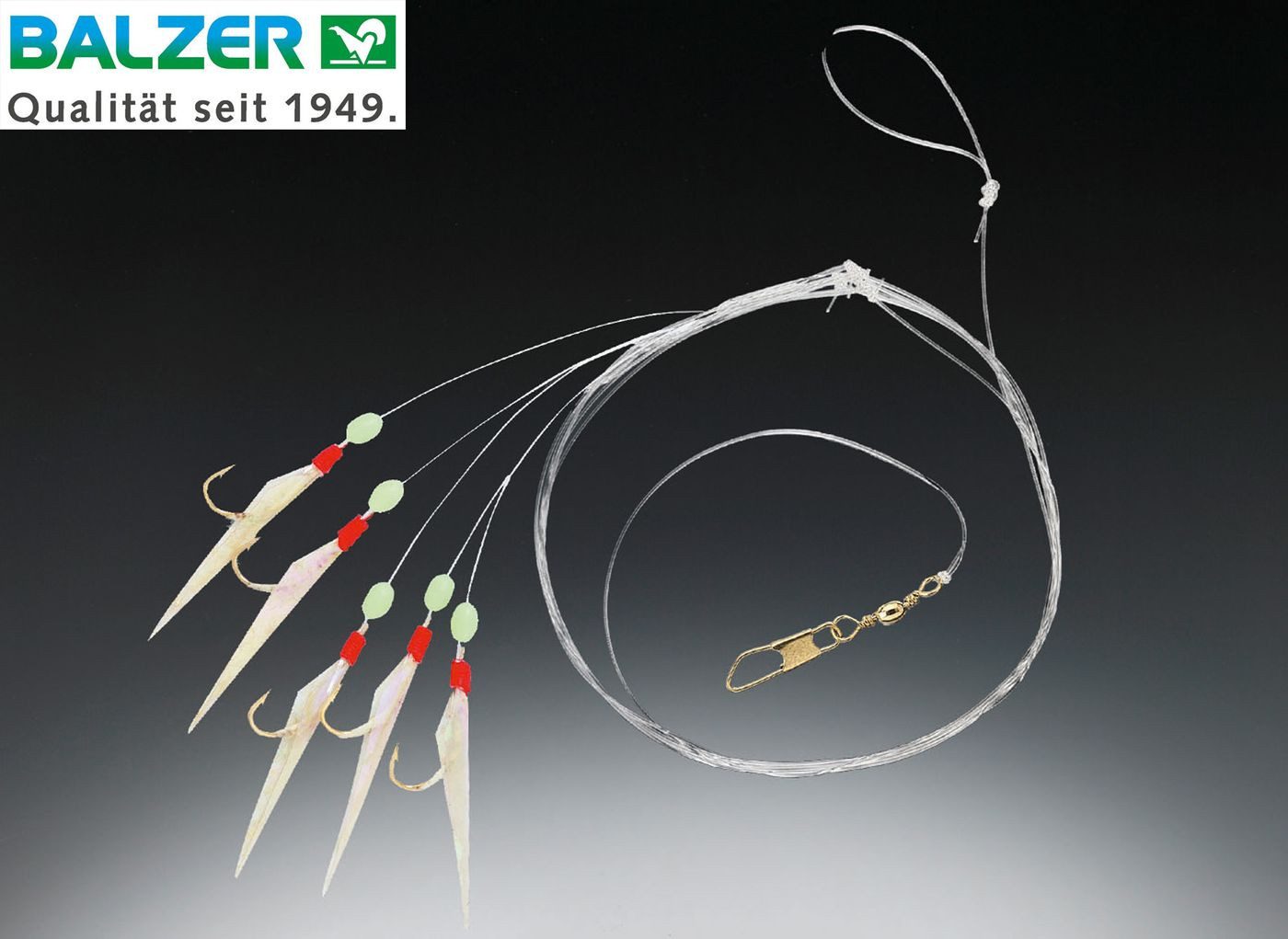 Vorfachschnur Balzer Fluo Heringsvorfach 1,50m 5 Haken Gr. 6 - Meeresvorfach