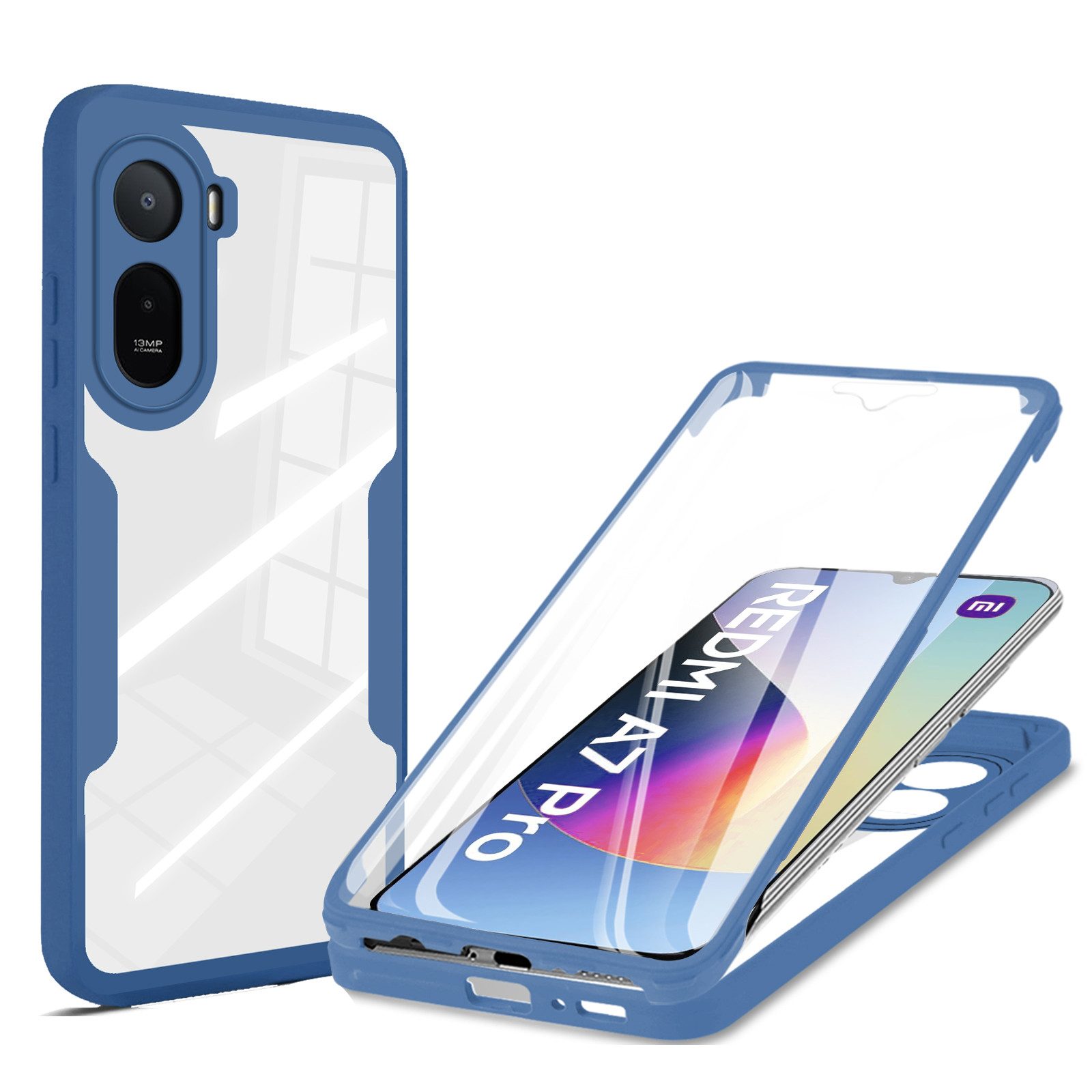 betterfon Handyhülle für Xiaomi Redmi A7 Pro 360° Hülle mit Integriertem Displayschutz, Vollschutz Case mit integriertem Displayschutz und klarer Sicht
