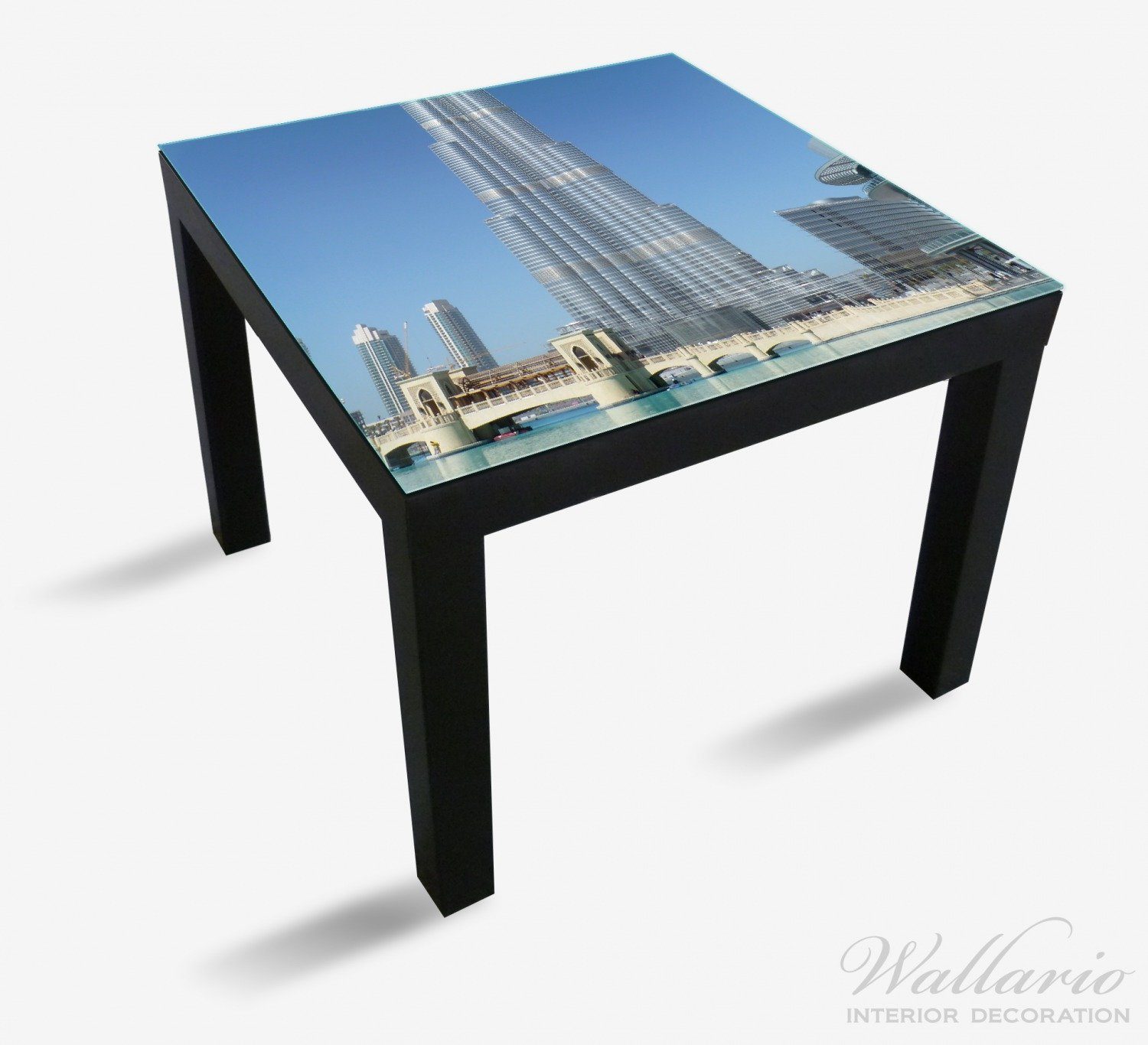 Wallario Tischplatte Wolkenkratzer in Dubai für (1 Lack Tisch Ikea St), geeignet