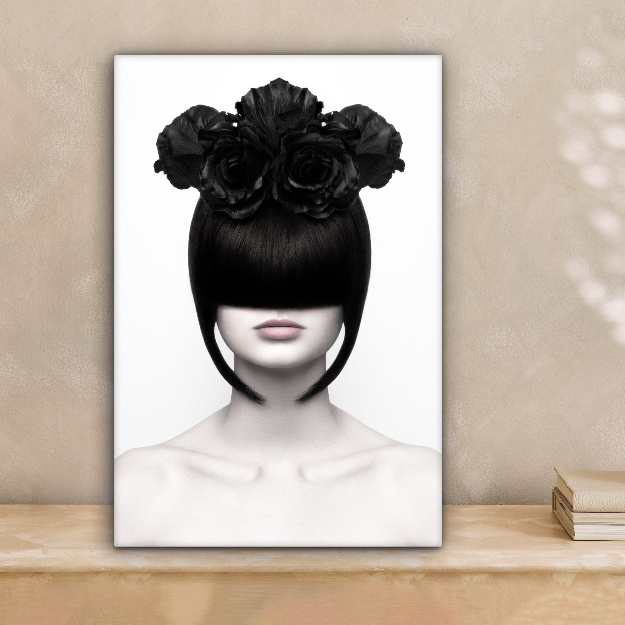 OneMillionCanvasses® Leinwandbild Porträt - Frau - Rosen - Abstrakt - Schwa günstig online kaufen