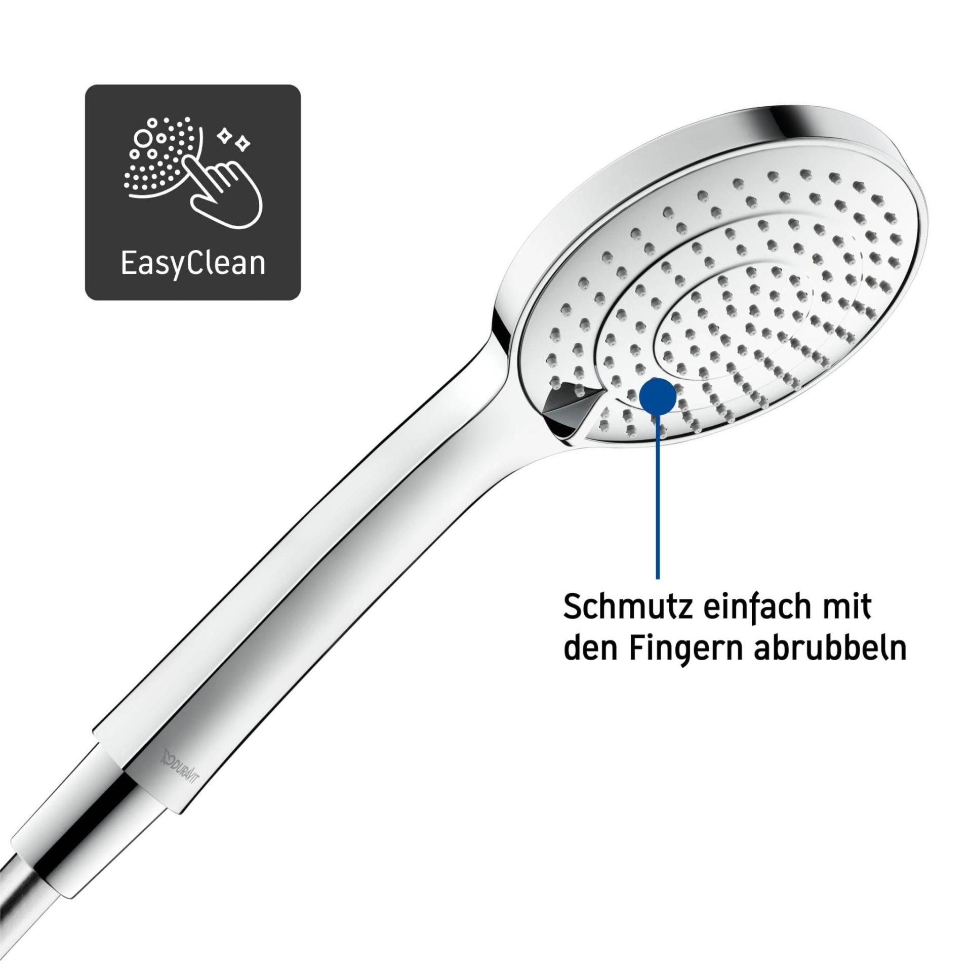 Duravit Brausegarnitur Handbrause Duschbrause Duschkopf 3 Strahlarten Regendusche, 3 Strahlart(en), 1 tlg., 1/2 Zoll