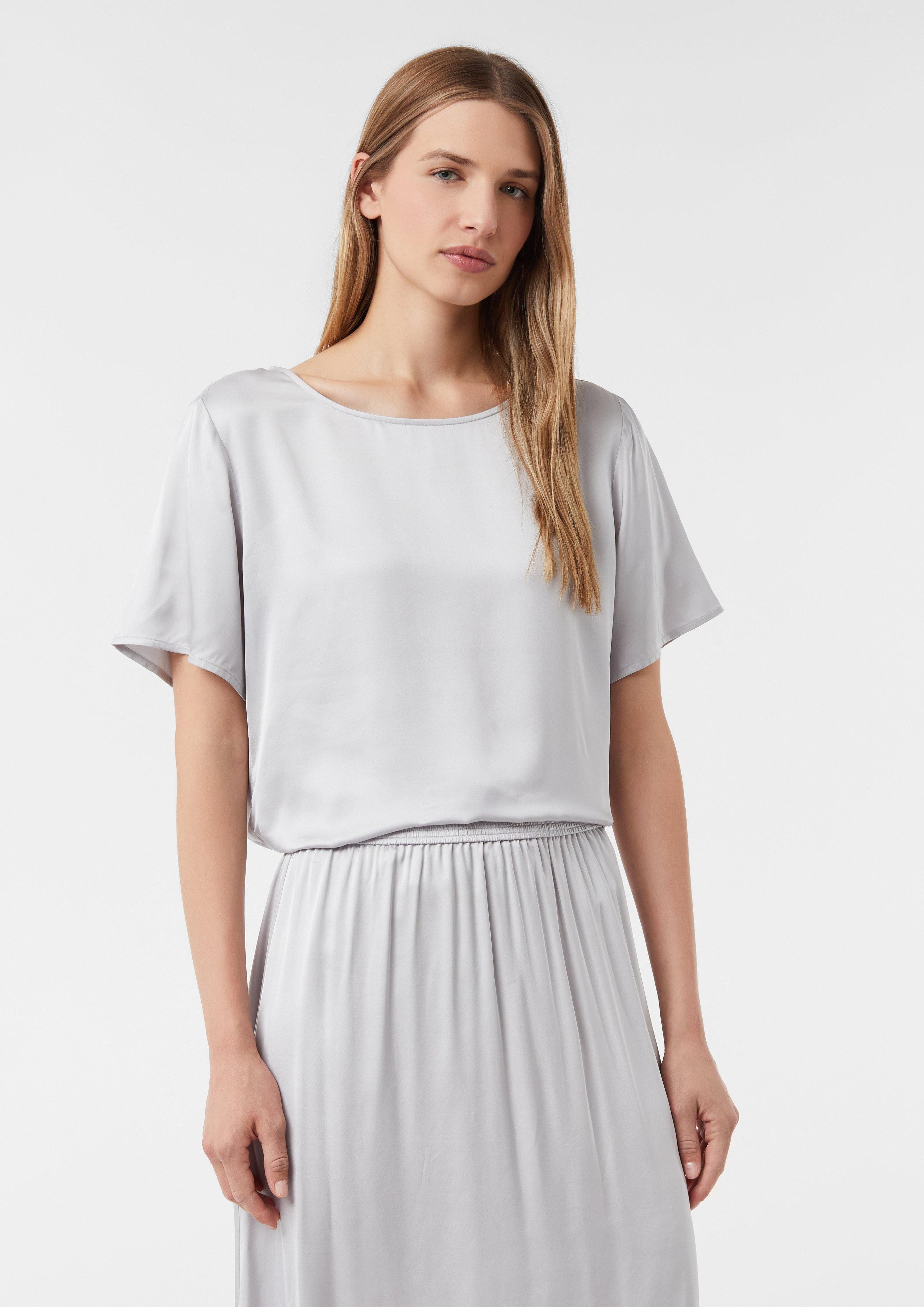 comma Kurzarmbluse Satinbluse mit seitlichen Schlitzen günstig online kaufen
