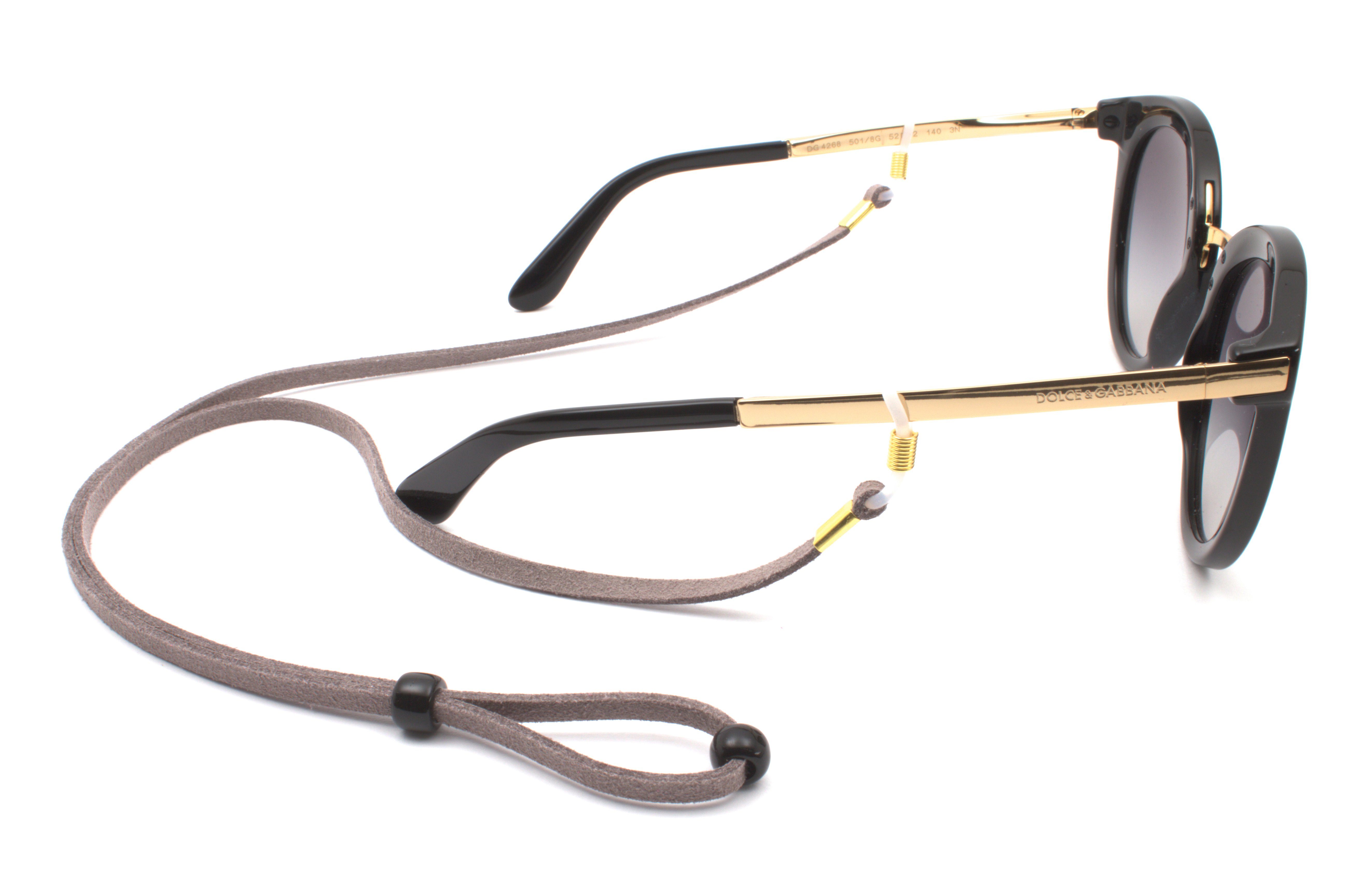 – 1x-Hellgrau Sonnenbrillen & - retro Kuba PU Wildlederoptik gold für Brillenkordel GERNEO® – Halterungen Lesebrillen GERNEO Brillenband - Unisex, Brillenband