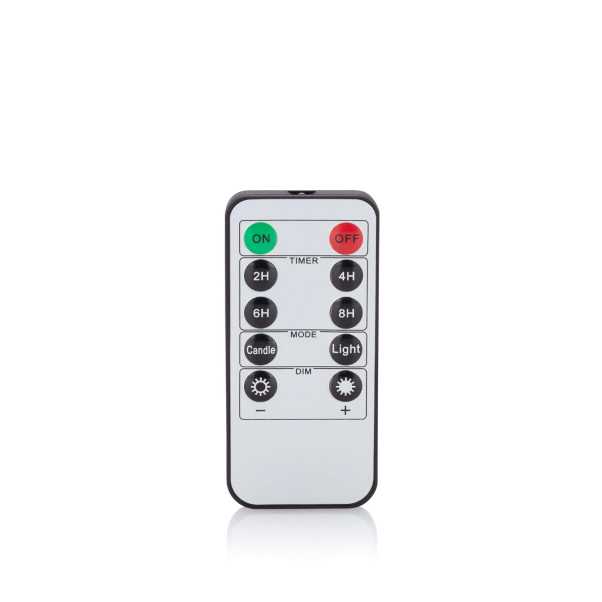 Online-Fuchs LED-Kerze - 4 LED Kerzen im Set mit Dimmer, Timer und Fernbedienung (Spiegelnde Flamme mit Docht -, Weiß, Grün, Lila und Rot), 2 bis 8 Stunden Timer wählbar