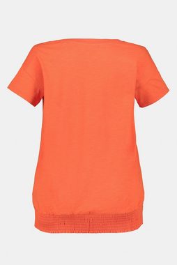 Gina Laura Rundhalsshirt T-Shirt elastischer Saum Biobaumwolle