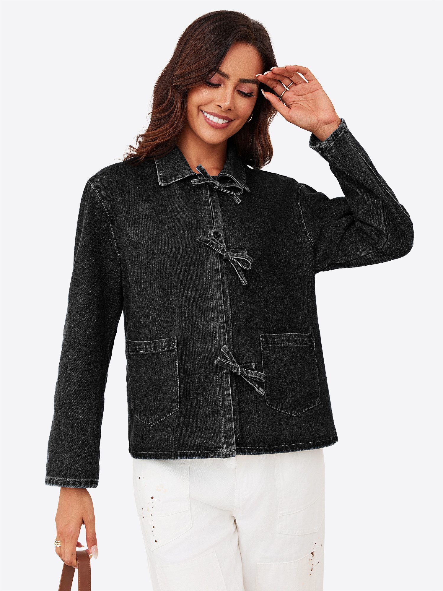 Imily Bela Jeansjacke Damen Langarm Hemden Mantel (Packung, 1-St., 1per-Pac günstig online kaufen