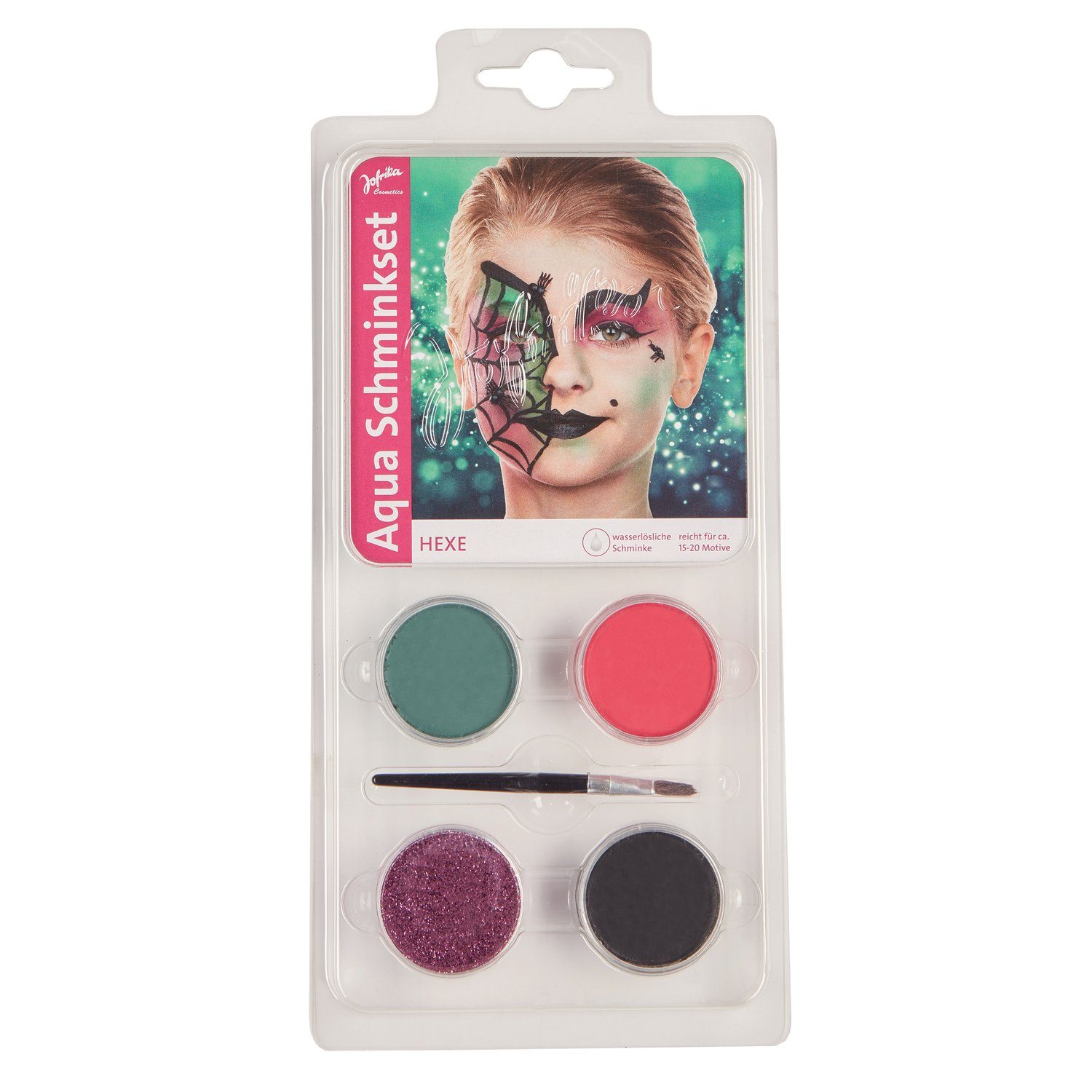 jofrika Schmink-Set Aqua Schminkset Hexe, wasserlösliche Schminke inkl. Pinsel reicht fü