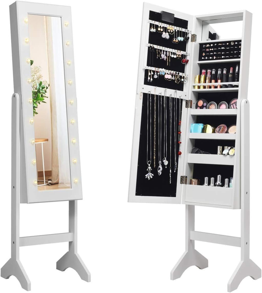 KOMFOTTEU Schmuckschrank mit 2 Spiegel stehend, günstig online kaufen