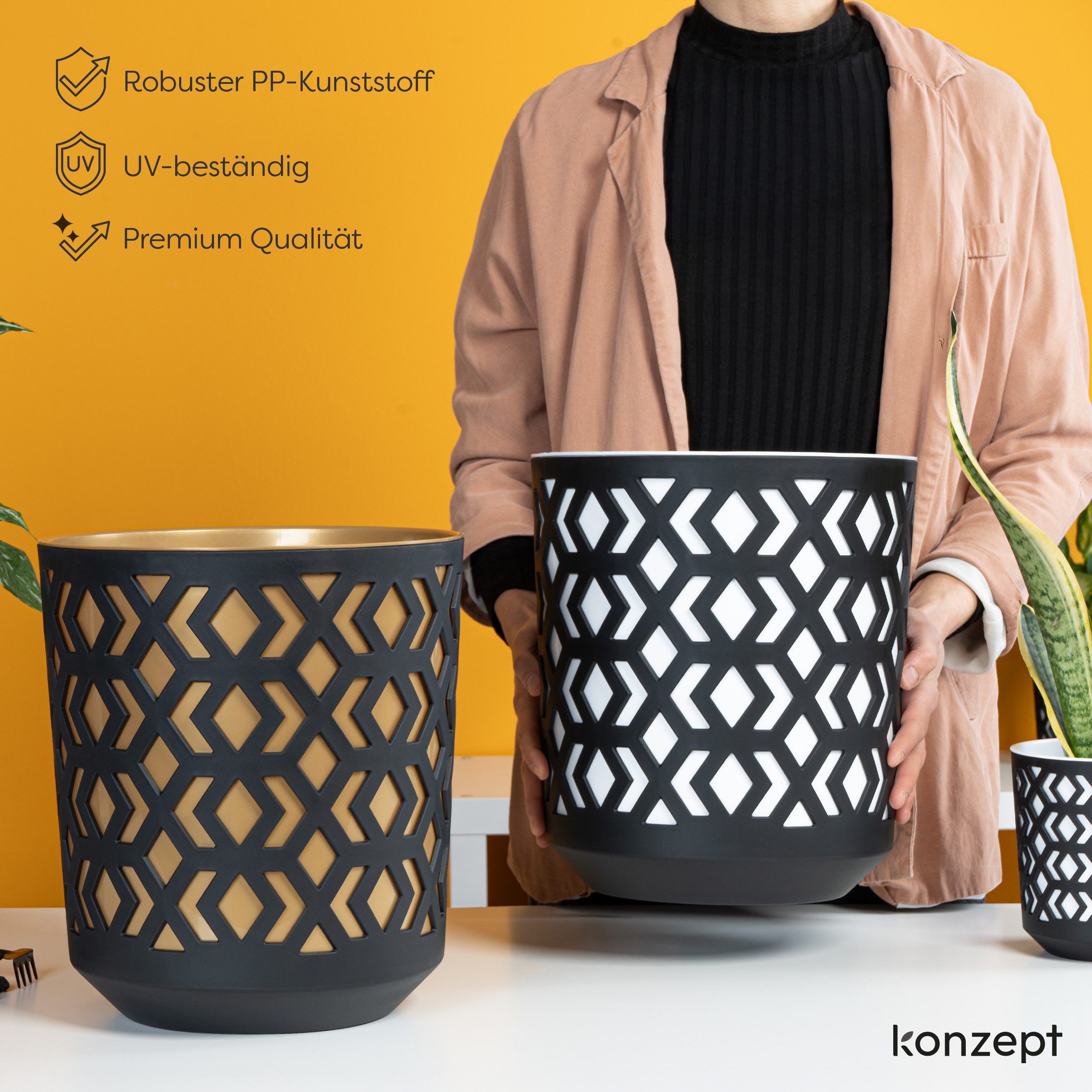 KONZEPT Blumentopf 30 cm Durchmesser, großer - 12 Liter, Übertopf für Zimme günstig online kaufen