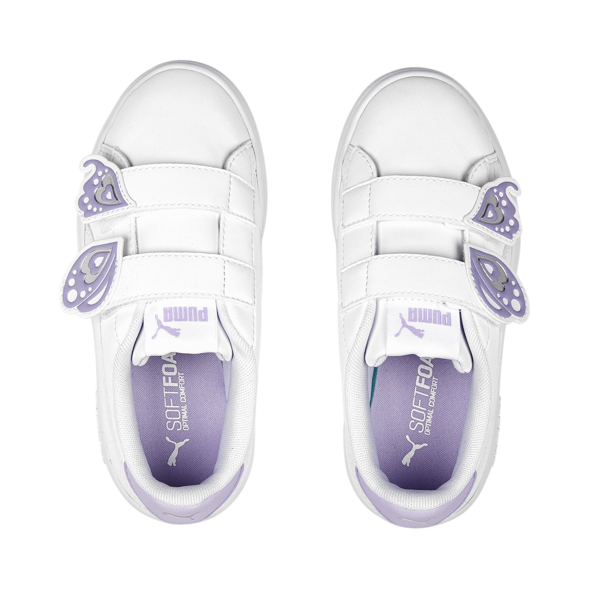 PUMA Smash v2 Kinder Metallic Purple White Violet AC Vivid Sneaker Sneakers Silver Jugendliche