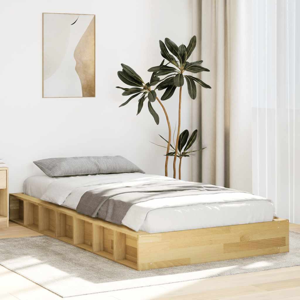 furnicato Bettgestell 193 x 108 x 21 cm Massivholz Bett mit Stauraum (1-tlg), Atmungsaktives Einzelbett mit integrierten Ablagefächern