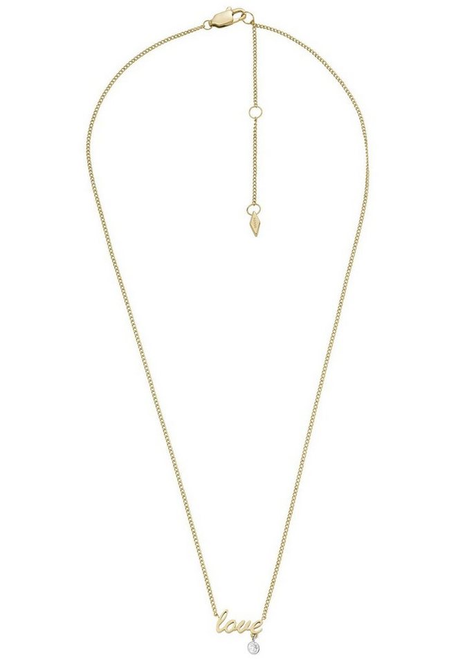 Fossil Kette mit Anhänger Schriftzug lo... Fossil Kette mit Anhänger Schriftzug lo...