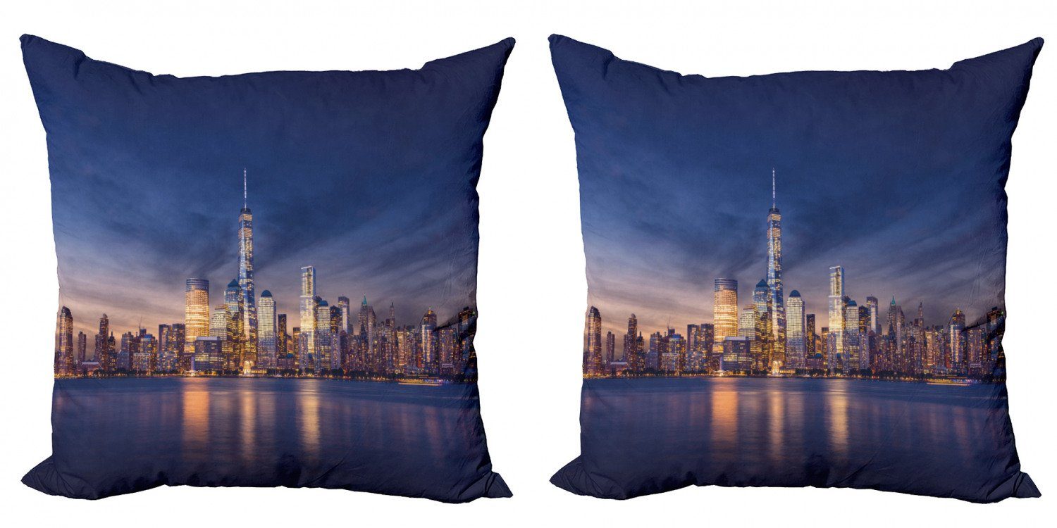 Kissenbezüge Modern Accent Doppelseitiger Digitaldruck, Abakuhaus (2 Stück), Stadt Skyline von New York Evening