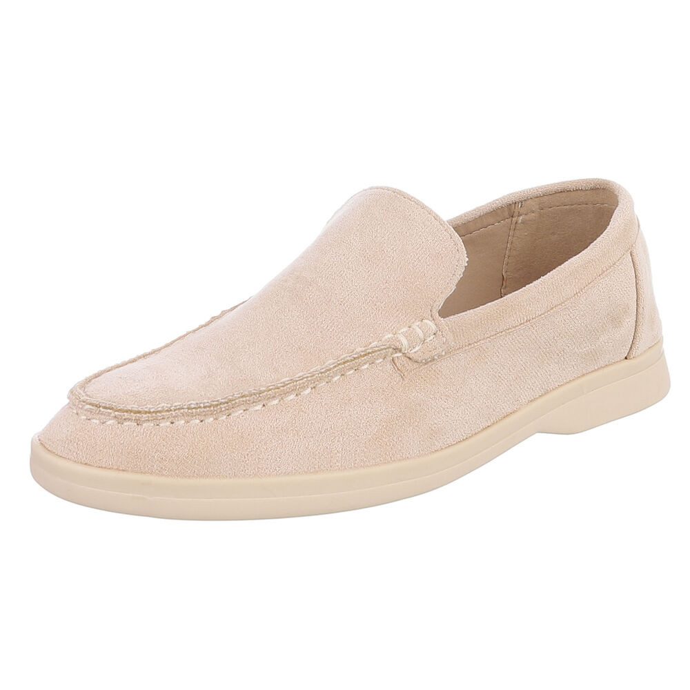 Ital-Design Bequemer Schlupfschuh für Damen mit stilvollem Design Slipper (90927419) Blockabsatz Mokassins in Beige