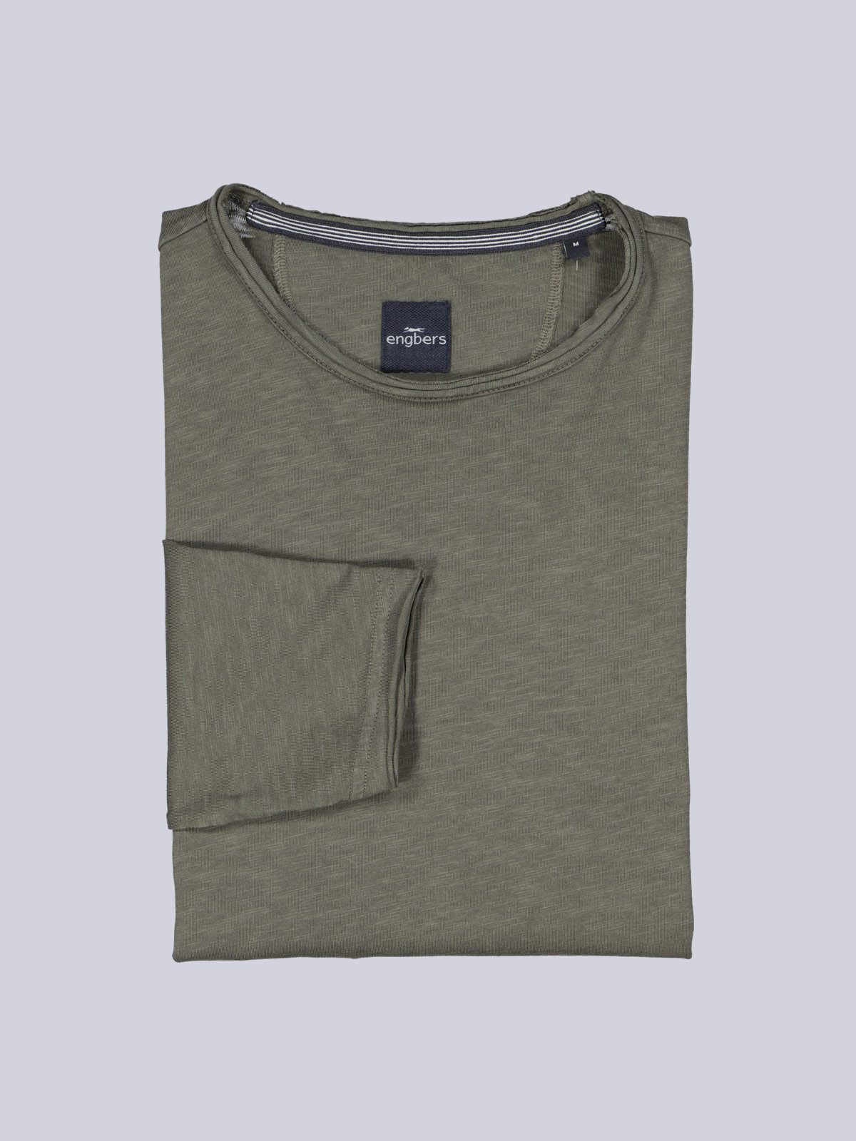 Engbers Langarmshirt Herren Rundhals Shirt, Oliv