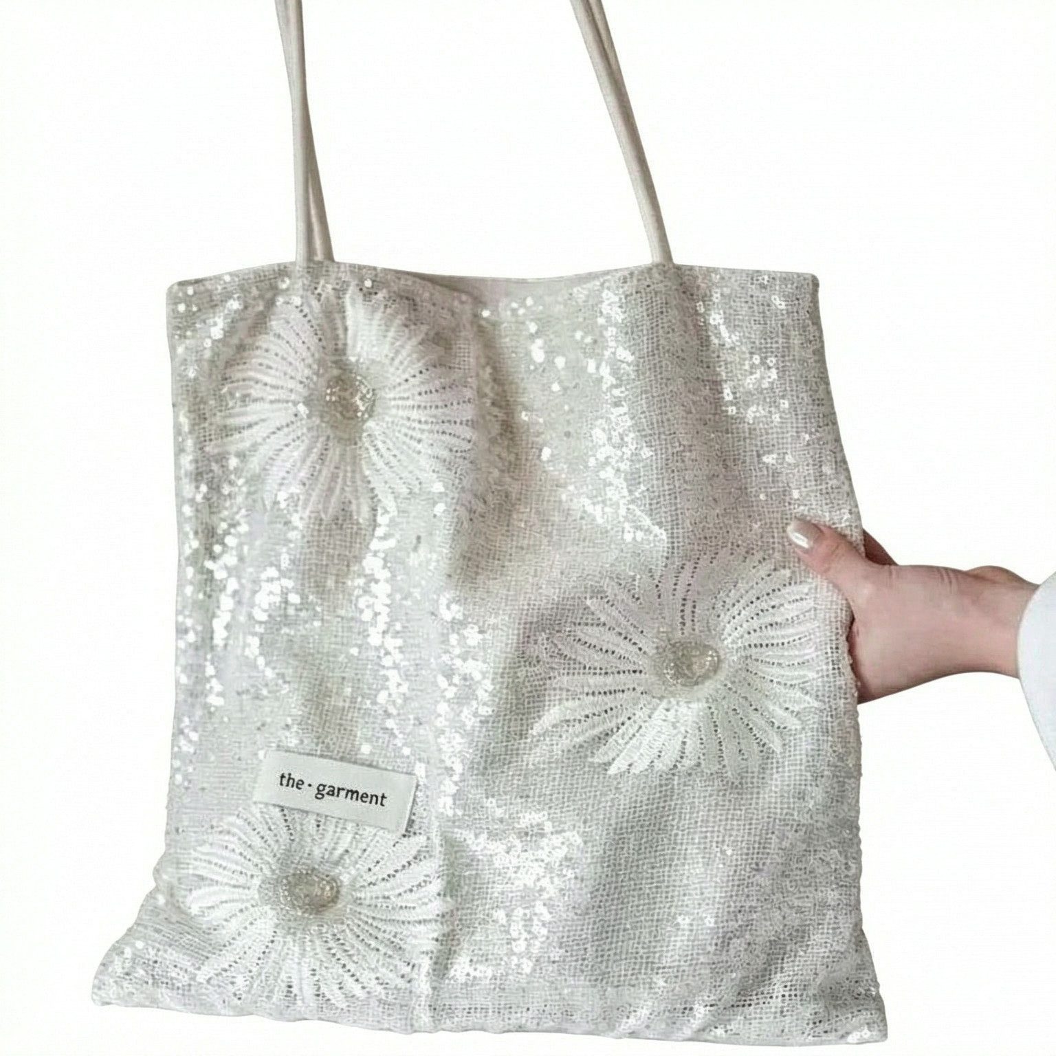 nsihing Schultertasche Weiße Gänseblümchen Pailletten Allzweck Damen Schultertasche