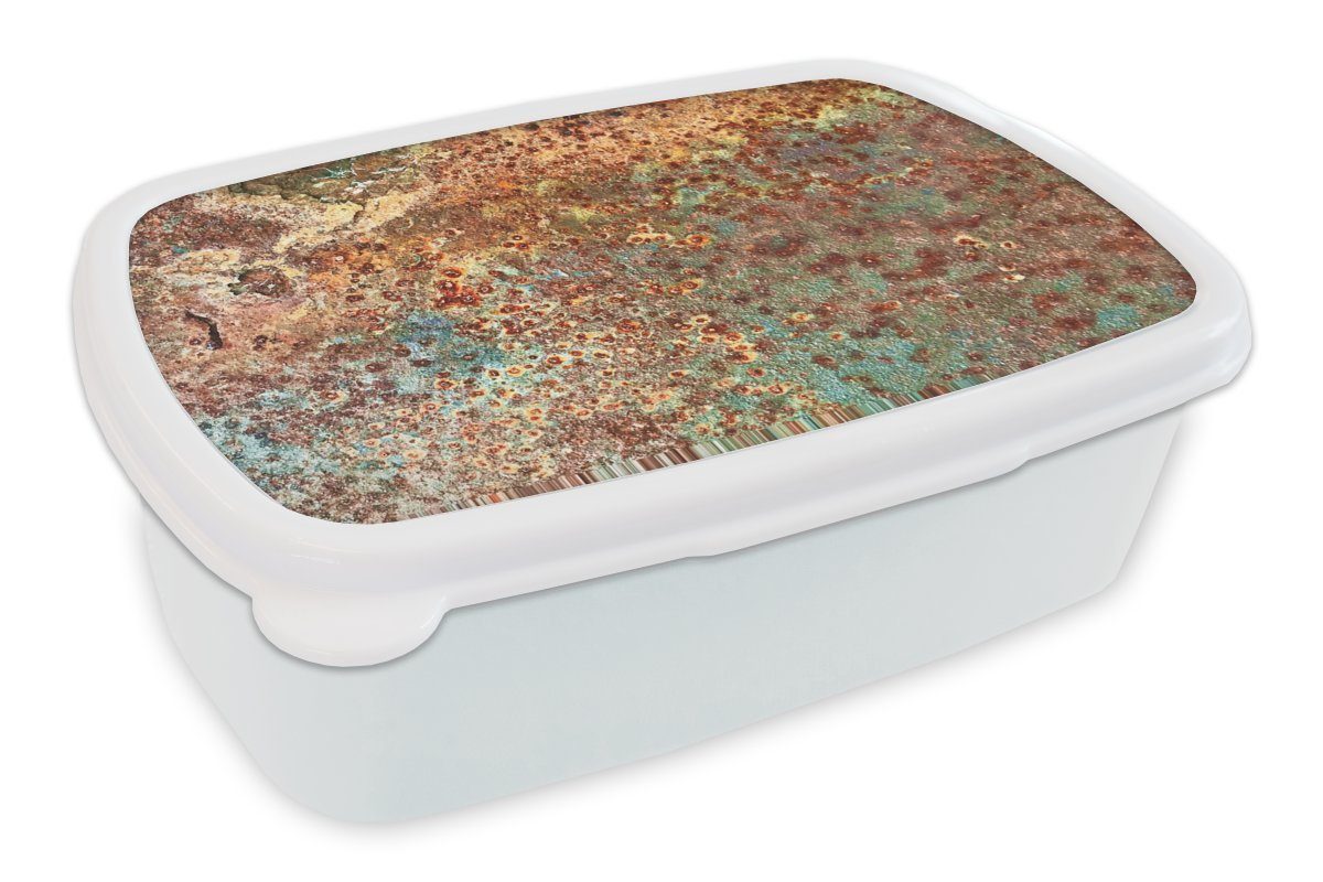 Brotdose, weiß Brotbox - für Erwachsene, Mädchen Rost und Braun, - Lunchbox (2-tlg), und MuchoWow Kinder Blau Stahl Kunststoff, - Jungs für