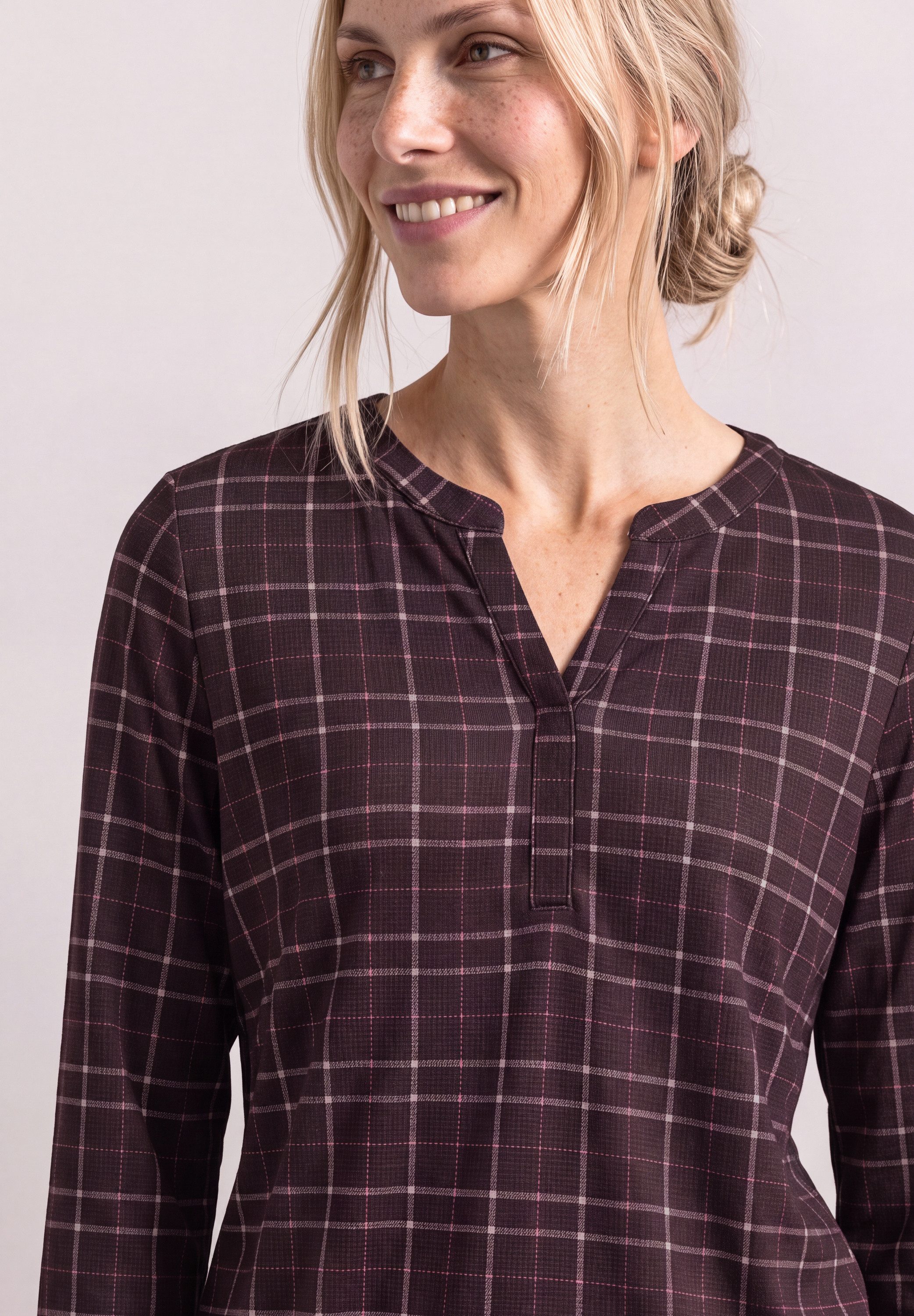 STREET ONE 3/4-Arm-Shirt Sommershirt mit Split Neck und Print