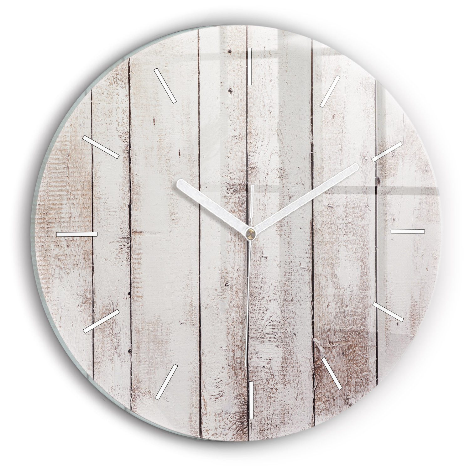 Tulup Wanduhr Glas Wanduhr Helle Holzbretter Glasuhr Gehärtetes