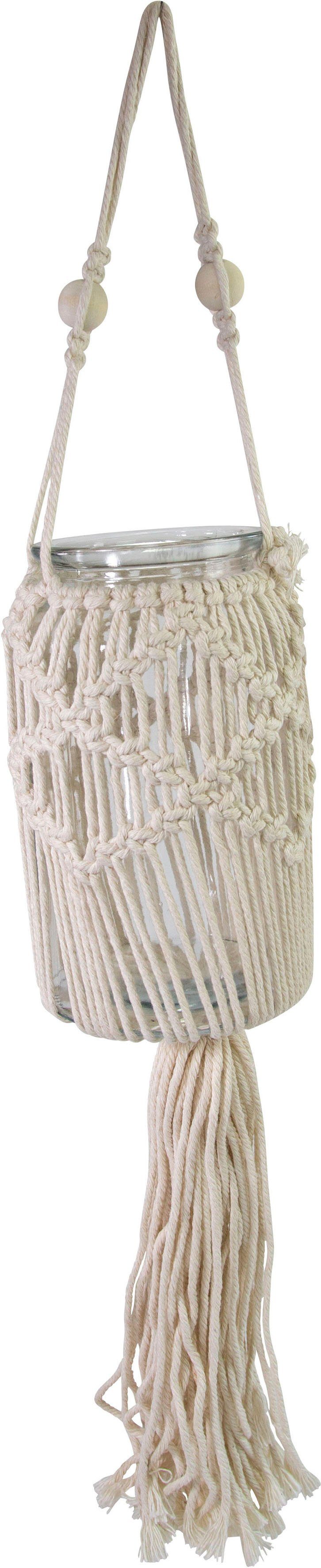Baumwolle, 10,5 St), Timbers Glas zum Hängewindlicht Kerzenhalter Makramee, und Eulonia (1 aus cm Ø Hängen