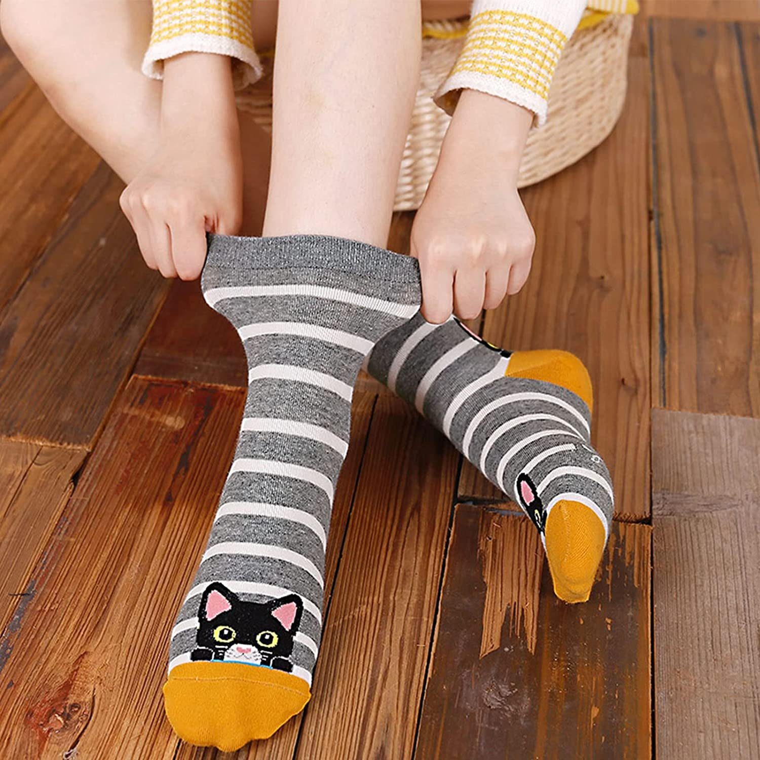 Alster Herz Alster Herz Freizeitsocken bunt, (5-Paar) Katzenmotiv, atmungsaktiv süßes 5x Design, lustige Socken, A0344 trendy