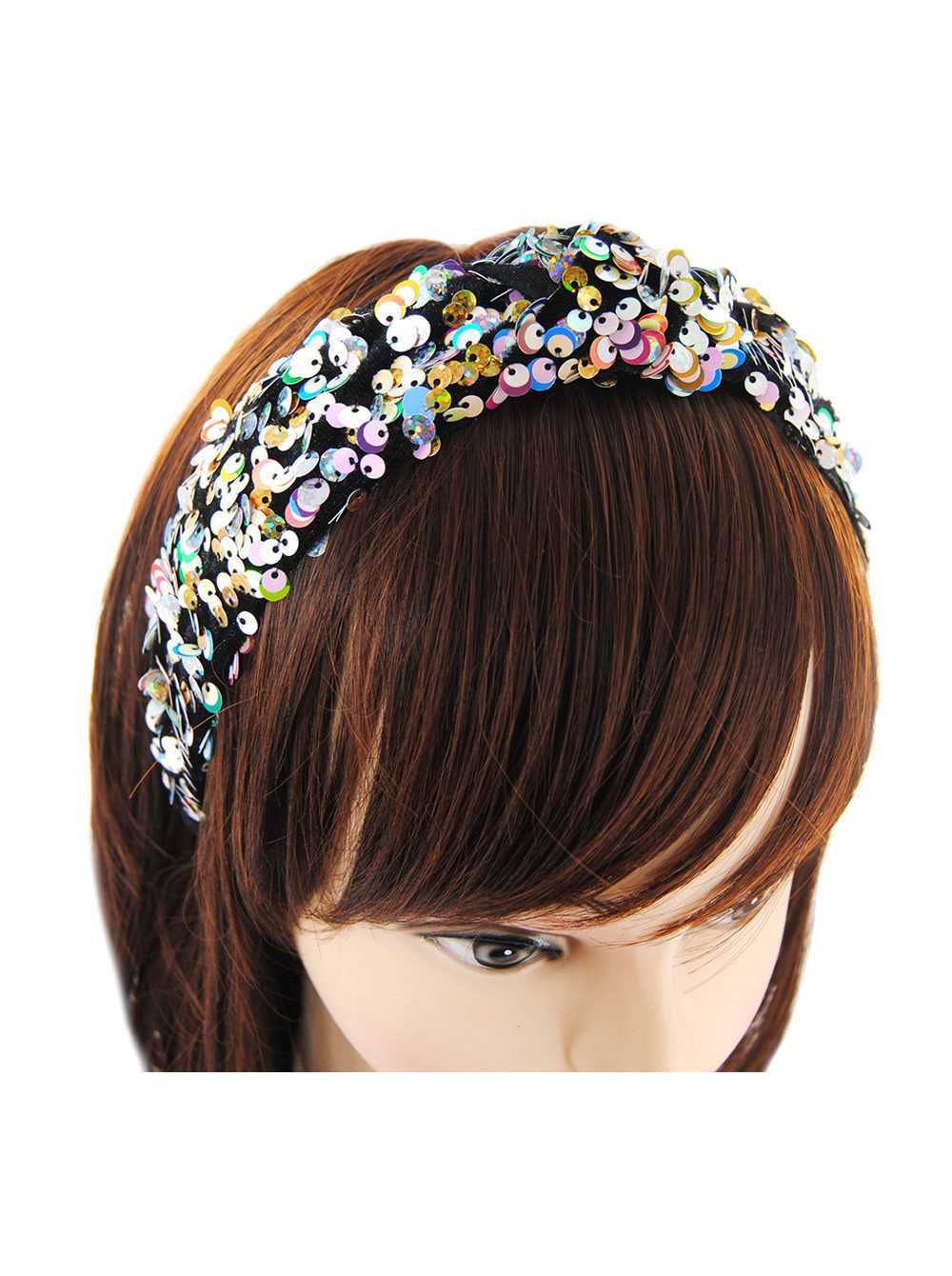 axy Haarreif Breiter Haarreif mit Pailletten und Knoten, Wunderschön Damen Haarreif Haarband Stirnband Haarreifen