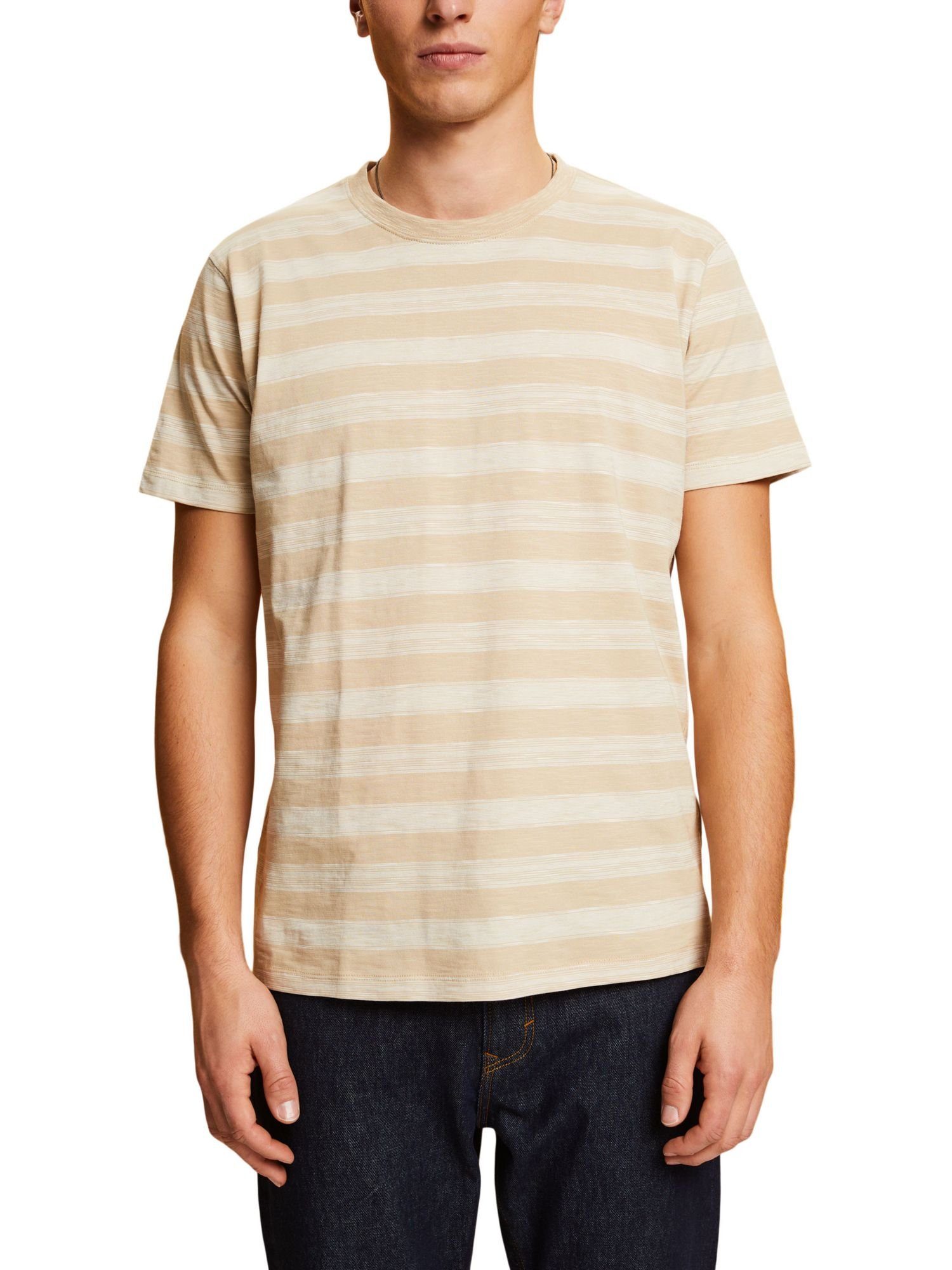 (1-tlg) Esprit T-Shirt T-Shirt, Baumwolle 100 % Gestreiftes SAND